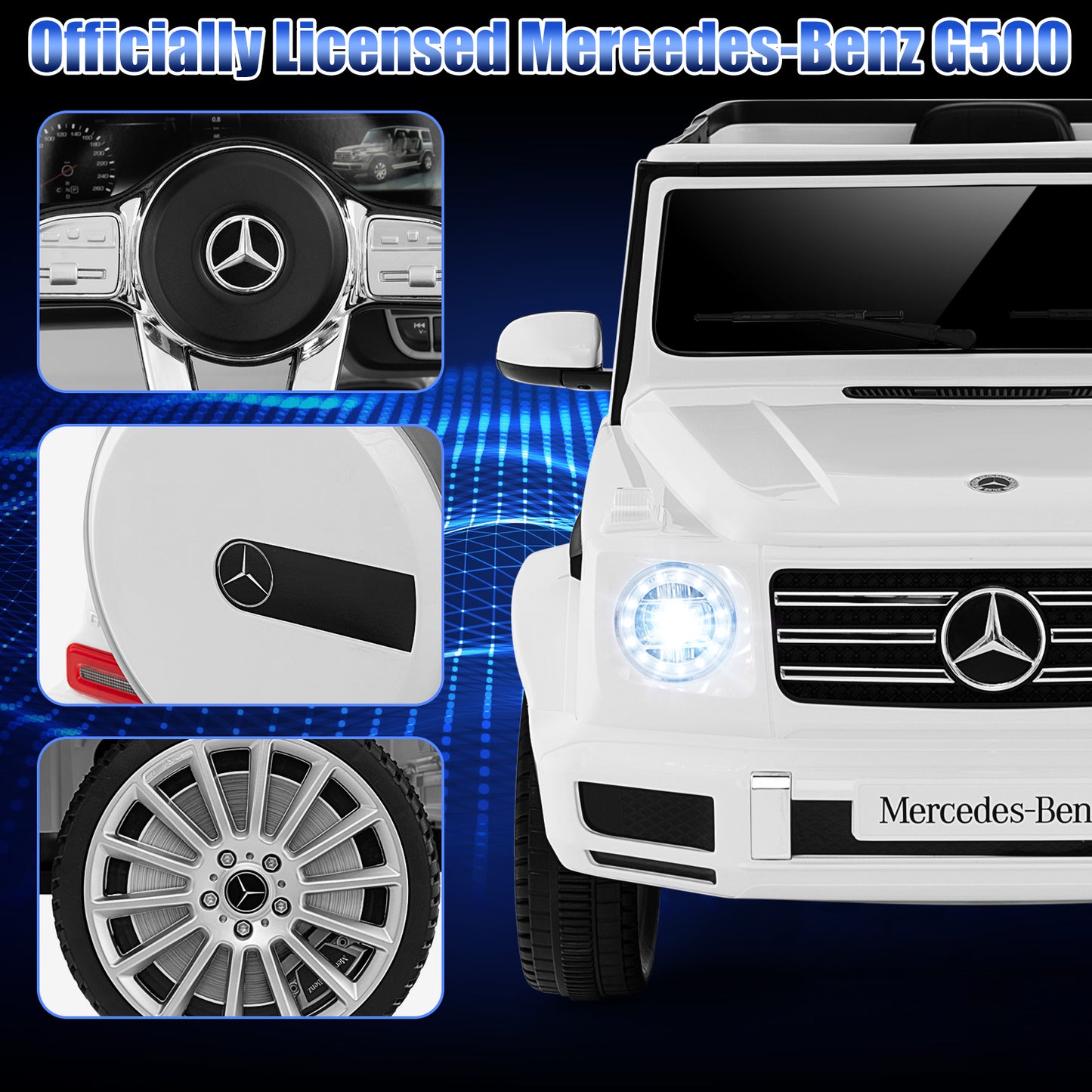 12V Battery Powered Licensed Mercedes-Benz G500 Kids Ride-on Car-White