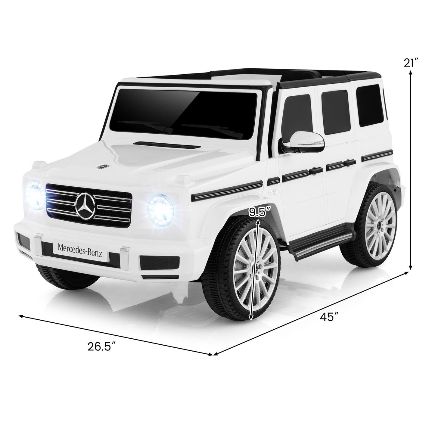 12V Battery Powered Licensed Mercedes-Benz G500 Kids Ride-on Car-White