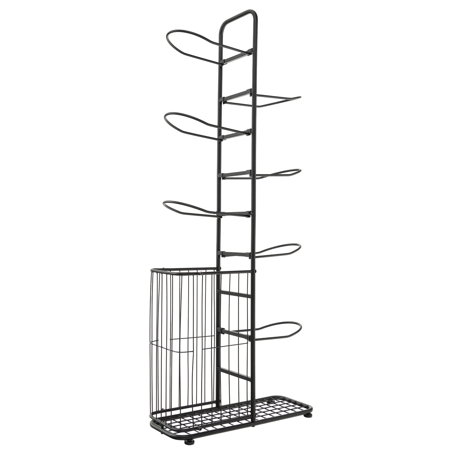 Metal Basketball Holder with 7 Removable Hanging Rods and Side Ball Basket Kids Crystal