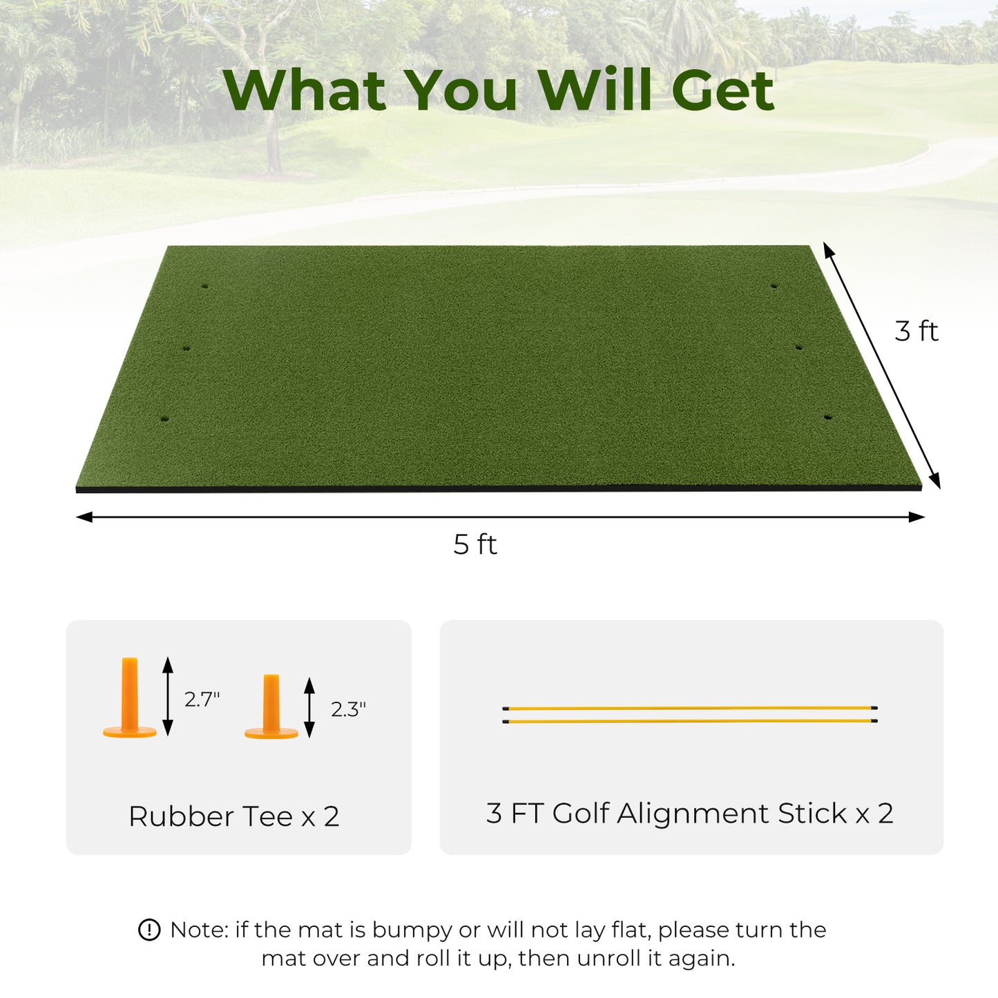 5 x 3 ft Artificial Turf Grass Practice Mat for Indoors and Outdoors-20mm Kids Crystal