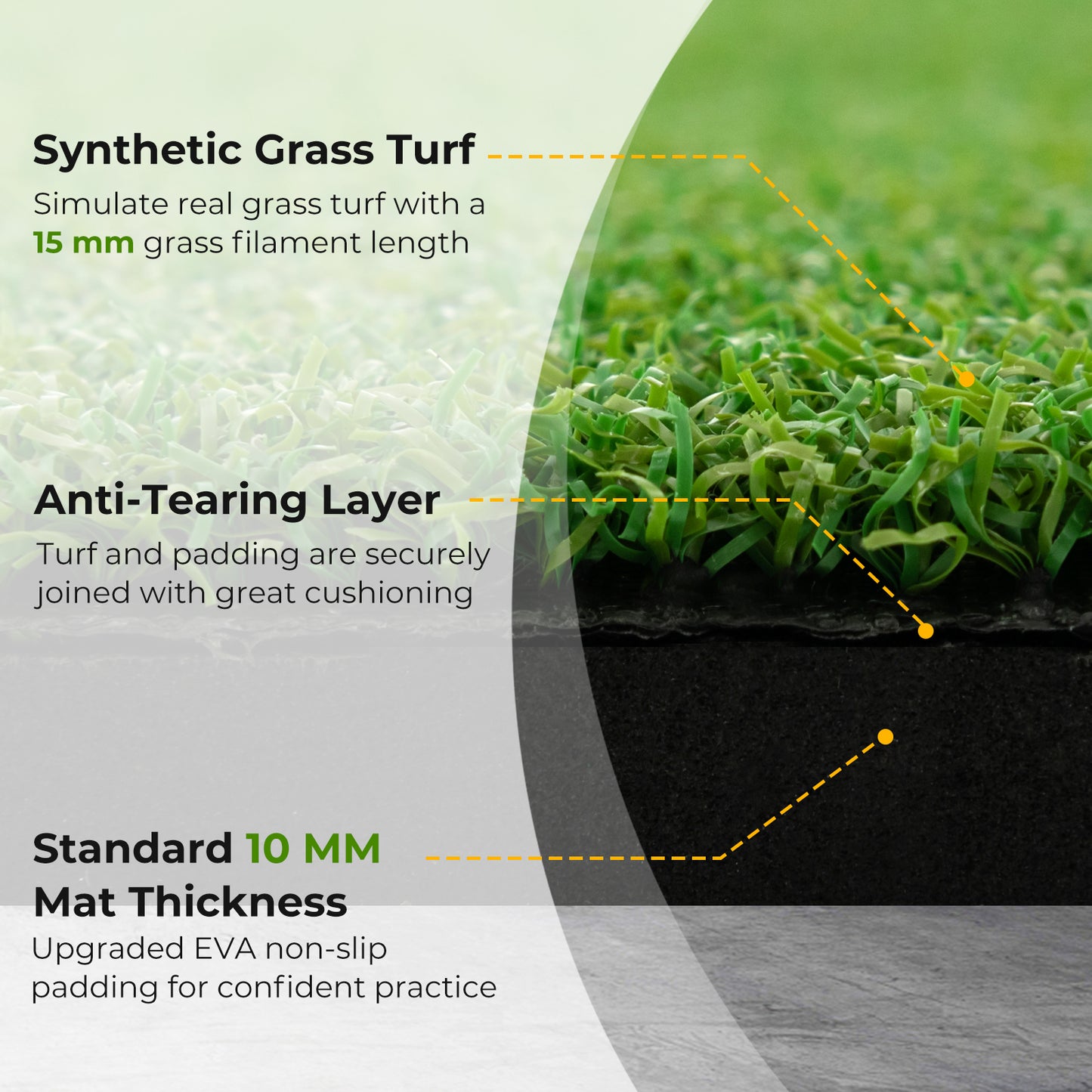 5 x 3 ft Artificial Turf Grass Practice Mat for Indoors and Outdoors-25mm Kids Crystal