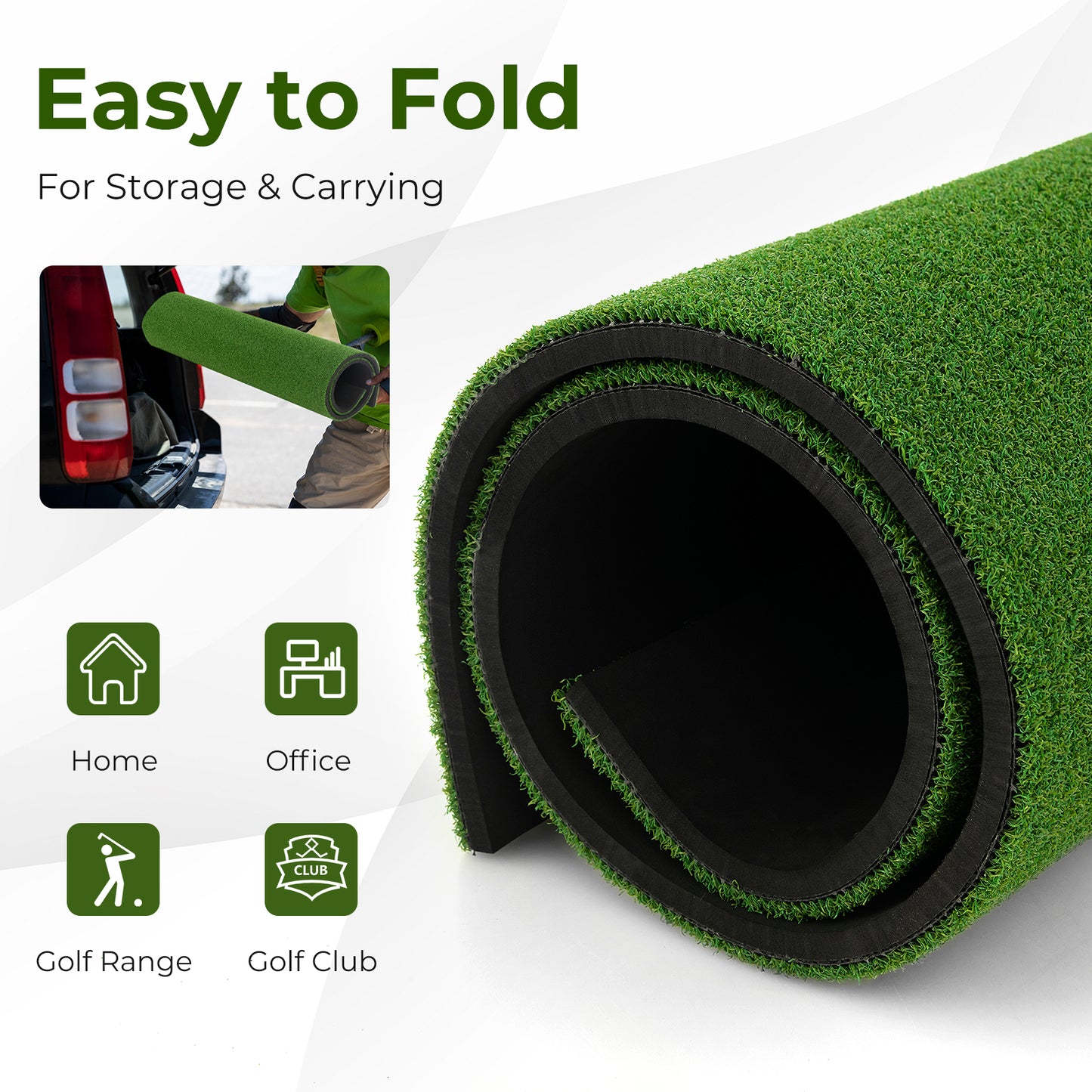 5 x 3 ft Artificial Turf Grass Practice Mat for Indoors and Outdoors-25mm Kids Crystal