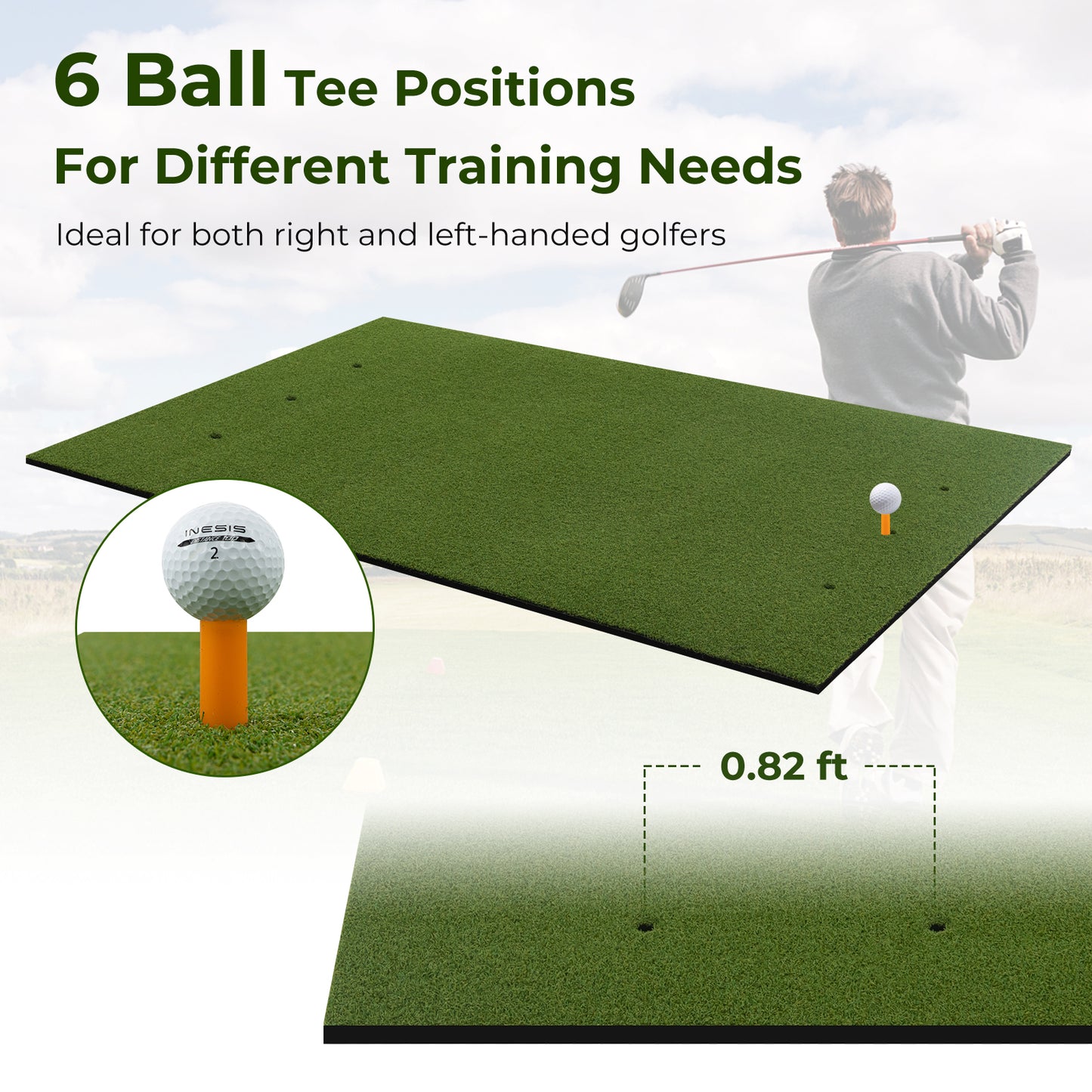 5 x 3 ft Artificial Turf Grass Practice Mat for Indoors and Outdoors-25mm Kids Crystal