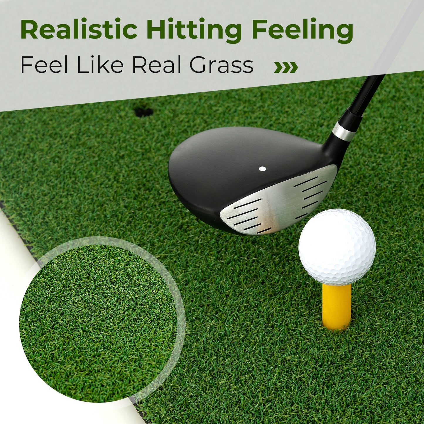 Artificial Turf Mat for Indoor and Outdoor Golf Practice Includes 2 Rubber Tees and 2 Alignment Sticks-25mm Kids Crystal