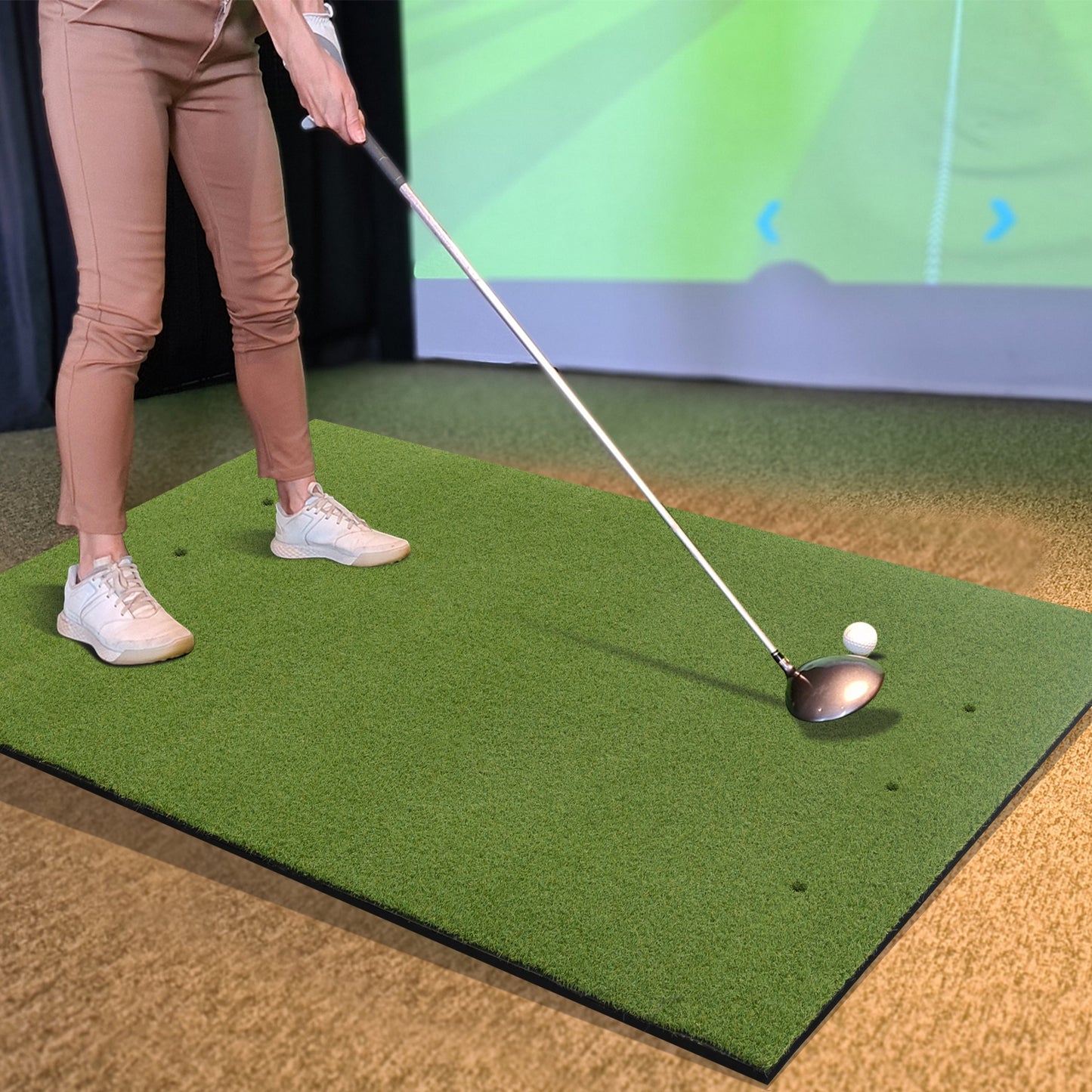 Artificial Turf Mat for Indoor and Outdoor Golf Practice Includes 2 Rubber Tees and 2 Alignment Sticks-20mm Kids Crystal
