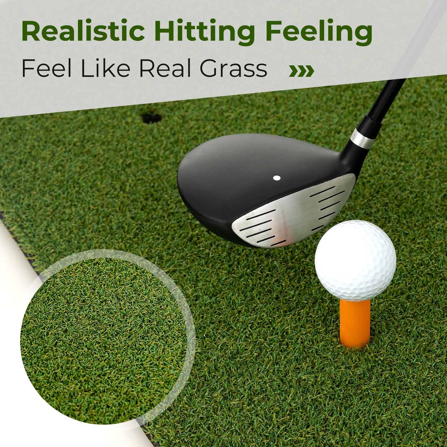 Artificial Turf Mat for Indoor and Outdoor Golf Practice Includes 2 Rubber Tees and 2 Alignment Sticks-20mm Kids Crystal