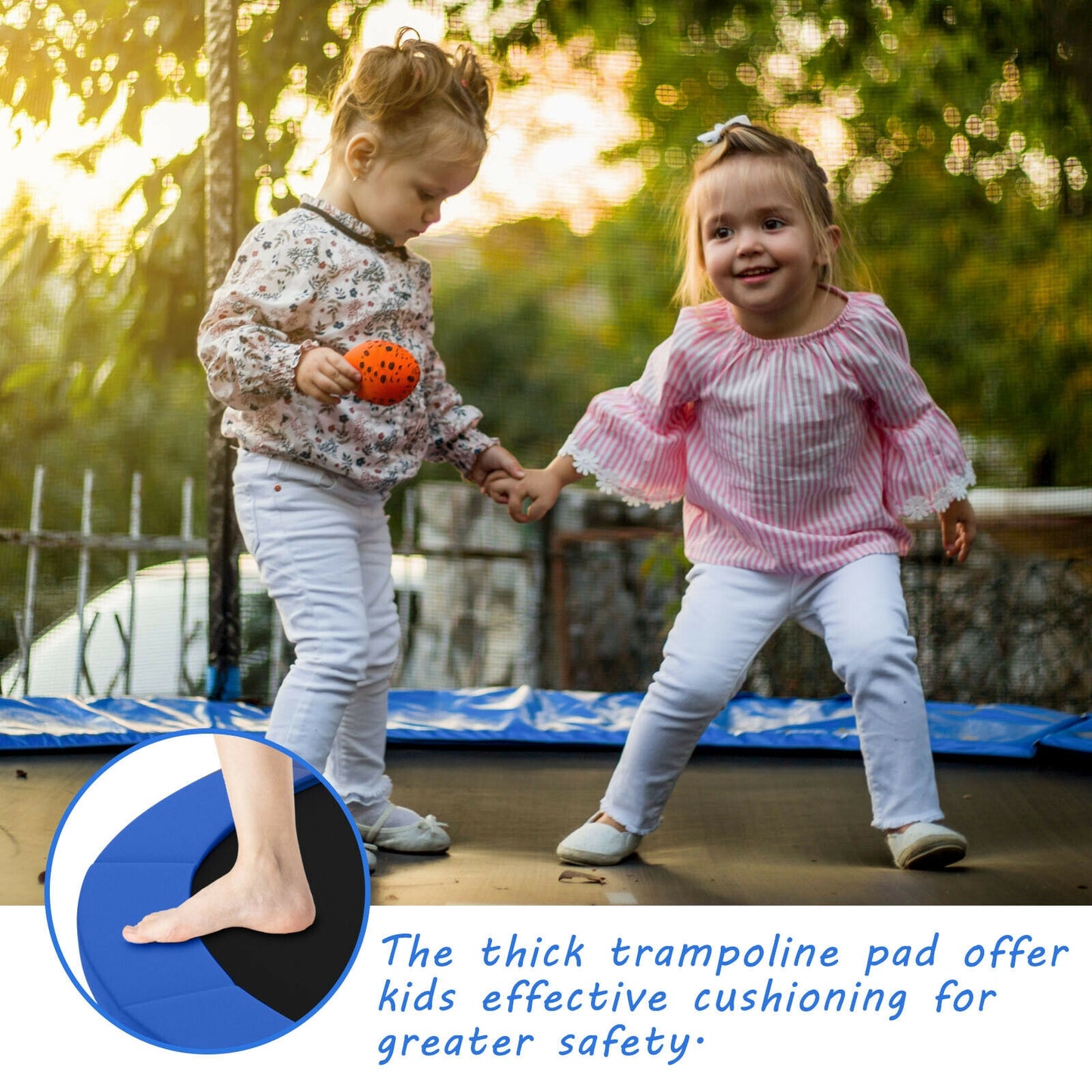 14 Feet Waterproof and Tear-Resistant Universal Trampoline Safety Pad Spring Cover-Blue Kids Crystal