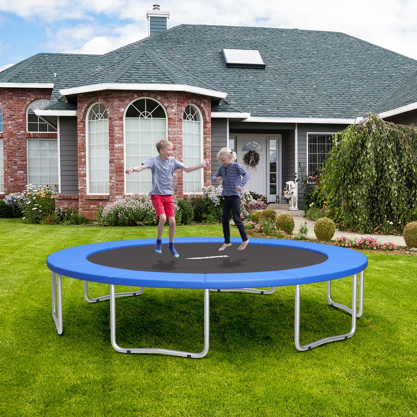 14 Feet Waterproof and Tear-Resistant Universal Trampoline Safety Pad Spring Cover-Blue Kids Crystal