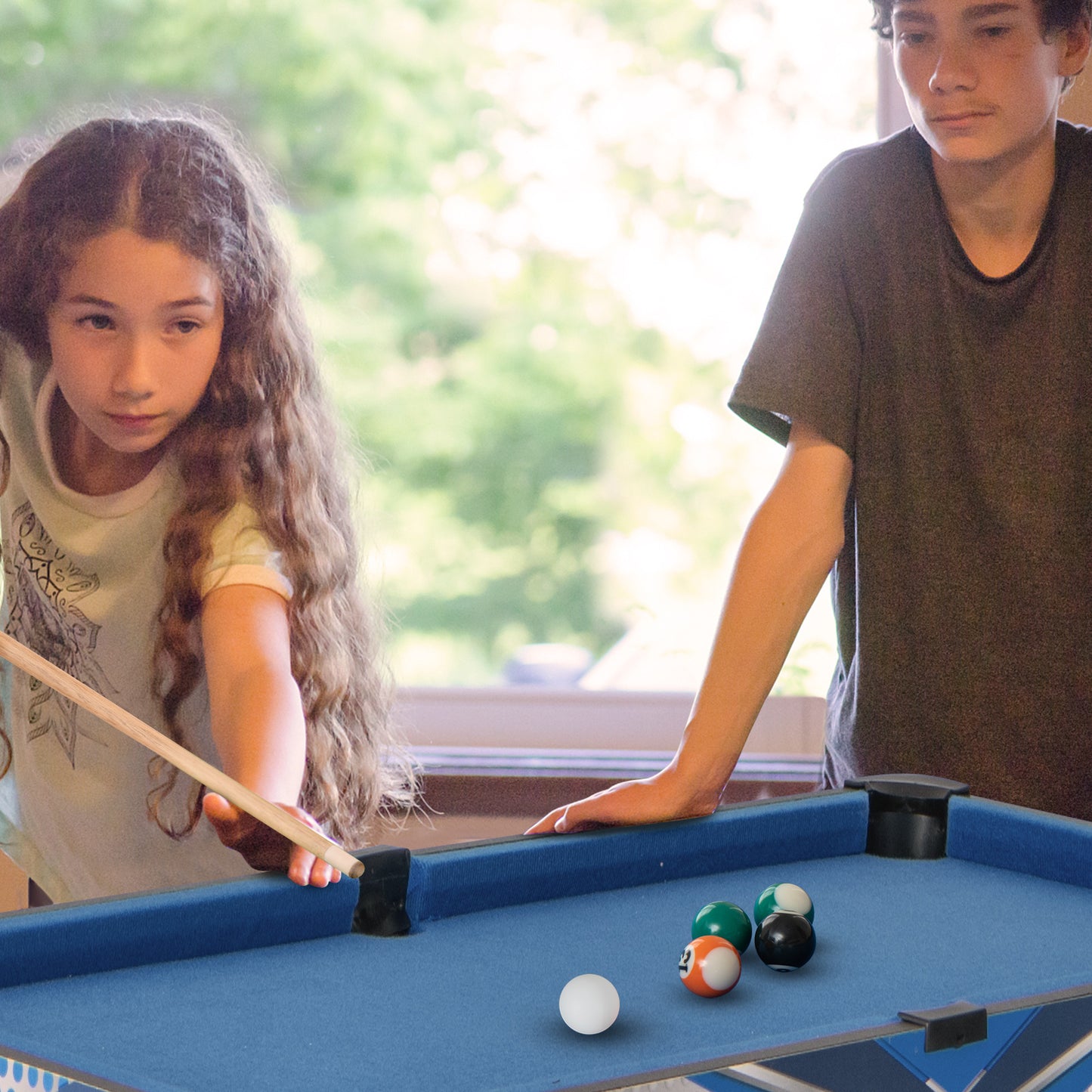 6-In-1 Combo Game Table with Basketball Billiards Ping Pong Hockey Shuffleboard Kids Crystal