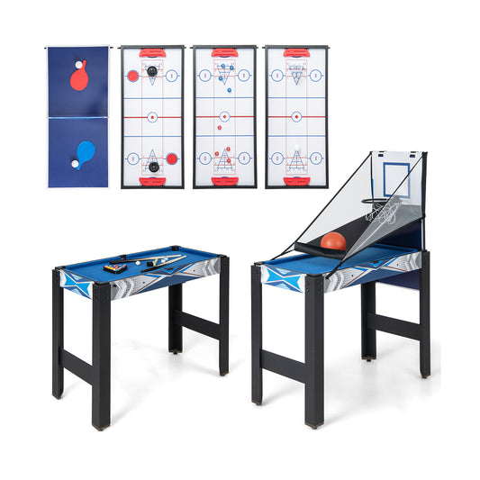 6-In-1 Combo Game Table with Basketball Billiards Ping Pong Hockey Shuffleboard Kids Crystal