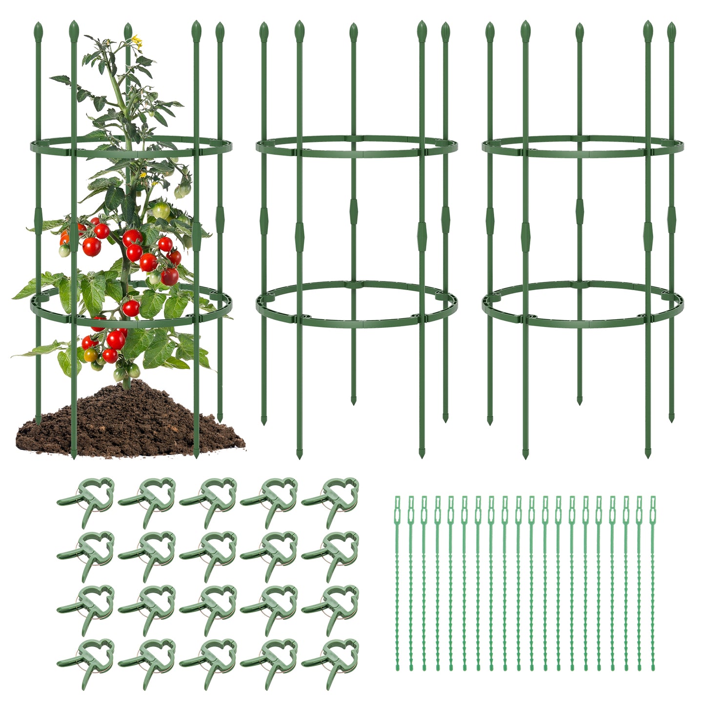3-Pack Garden Trellis 60 Inch Tall Plant Support Stands with Clips and Ties-S Kids Crystal