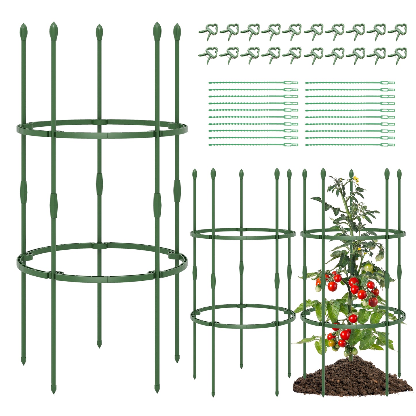 3-Pack Garden Trellis 60 Inch Tall Plant Support Stands with Clips and Ties-S Kids Crystal