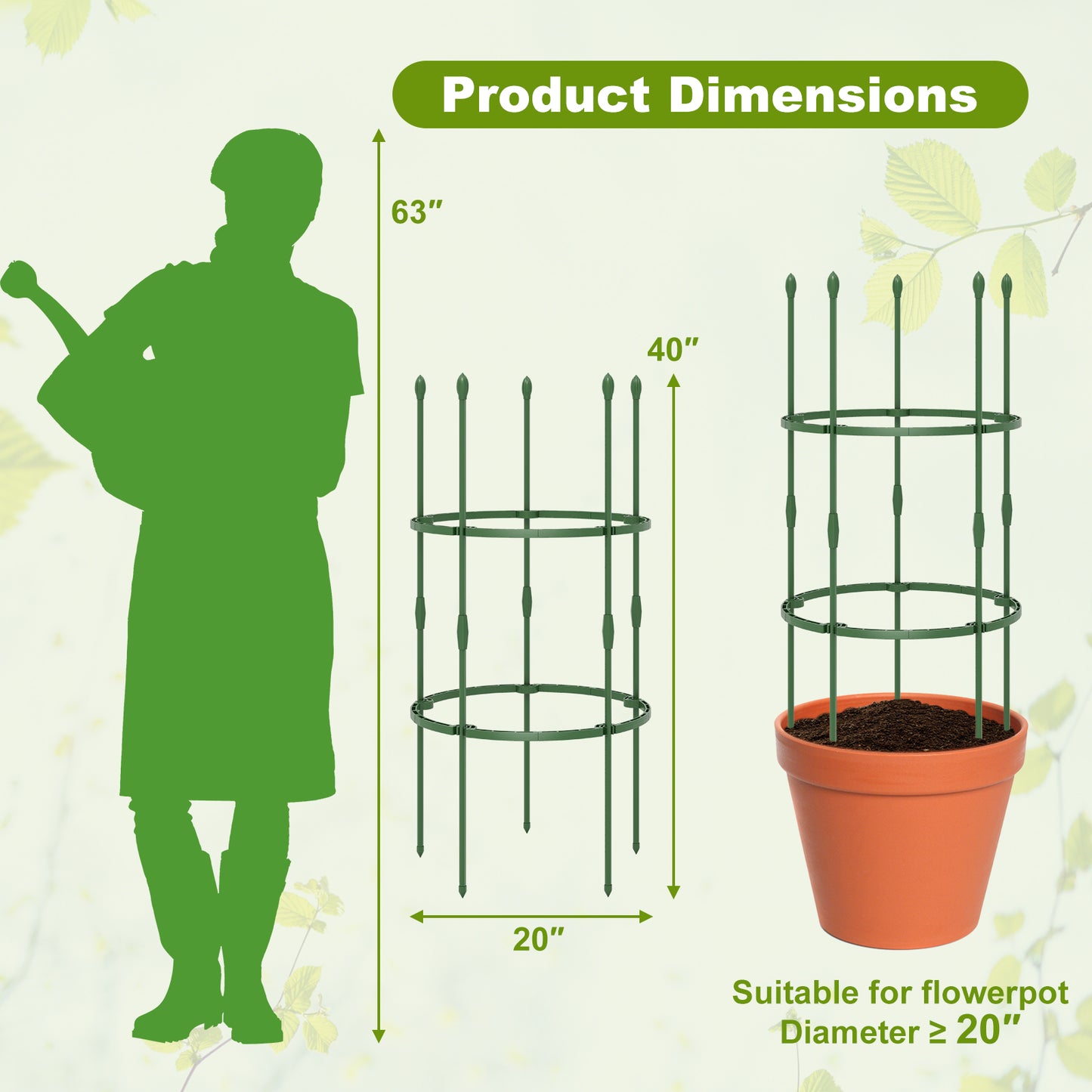 3-Pack Garden Trellis 60 Inch Tall Plant Support Stands with Clips and Ties-S Kids Crystal