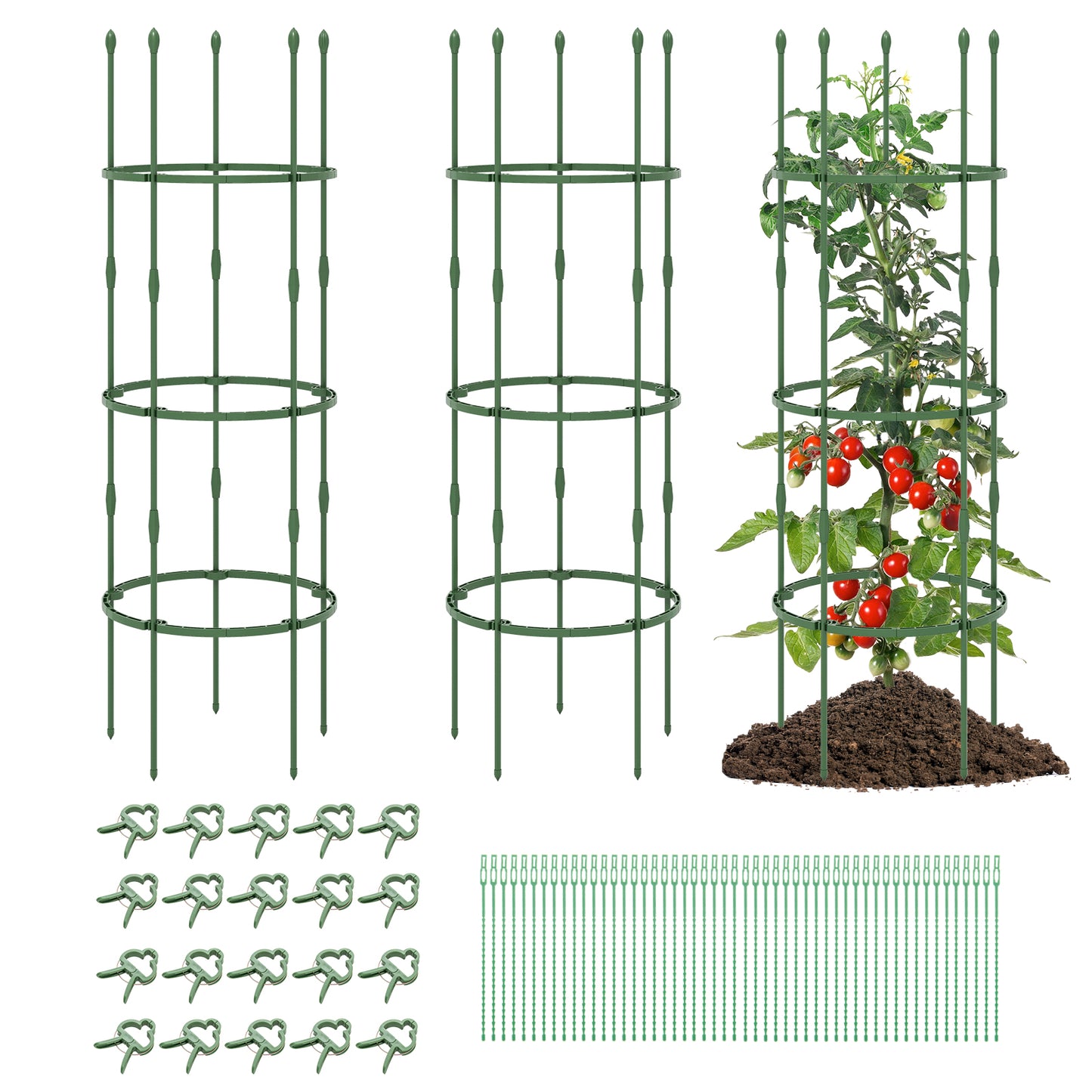 3-Pack Garden Trellis 40 Inch Tall Plant Support Stands with Clips and Ties-M Kids Crystal