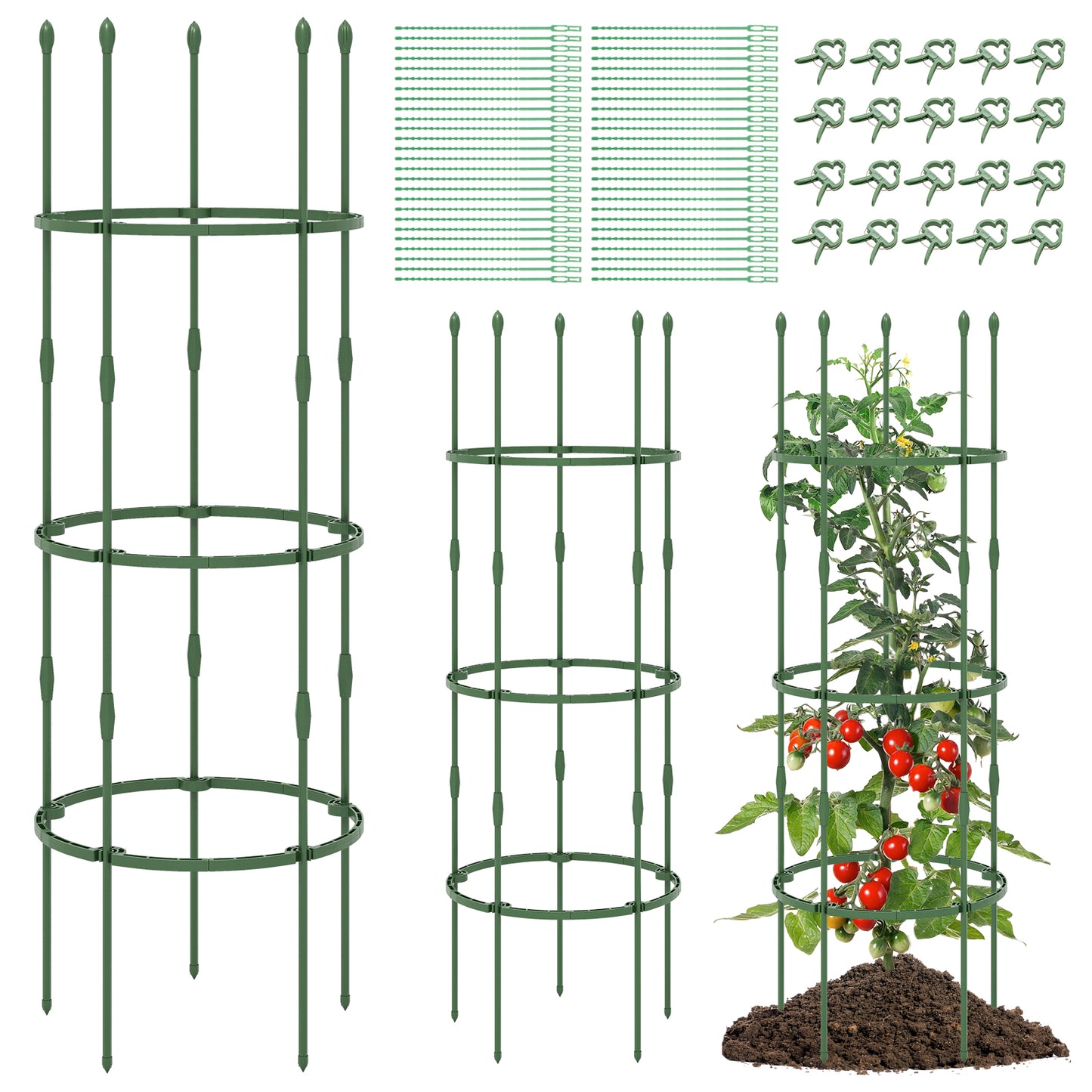 3-Pack Garden Trellis 40 Inch Tall Plant Support Stands with Clips and Ties-M Kids Crystal