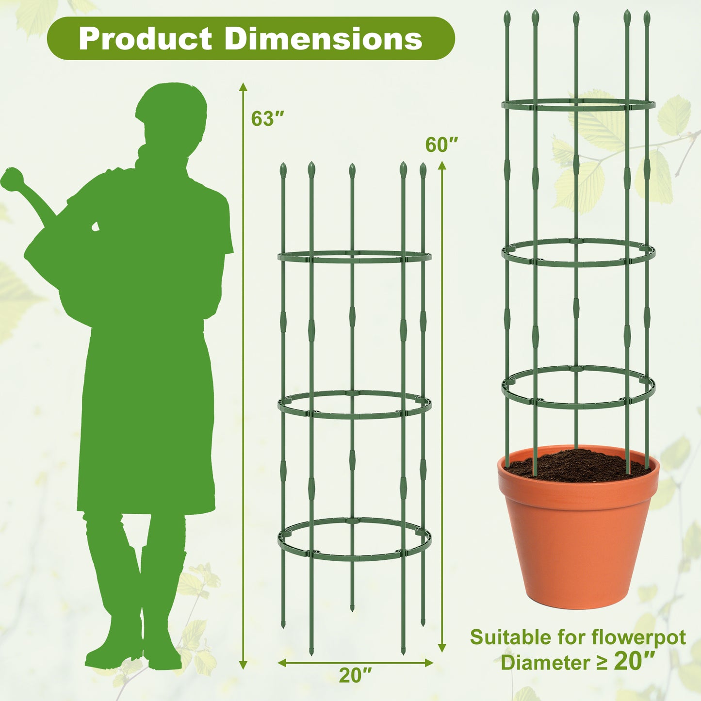 3-Pack Garden Trellis 40 Inch Tall Plant Support Stands with Clips and Ties-M Kids Crystal
