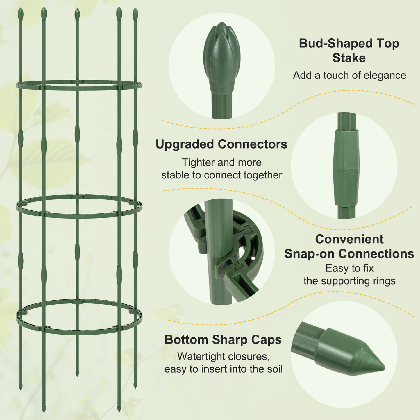 3-Pack Garden Trellis 40 Inch Tall Plant Support Stands with Clips and Ties-M Kids Crystal