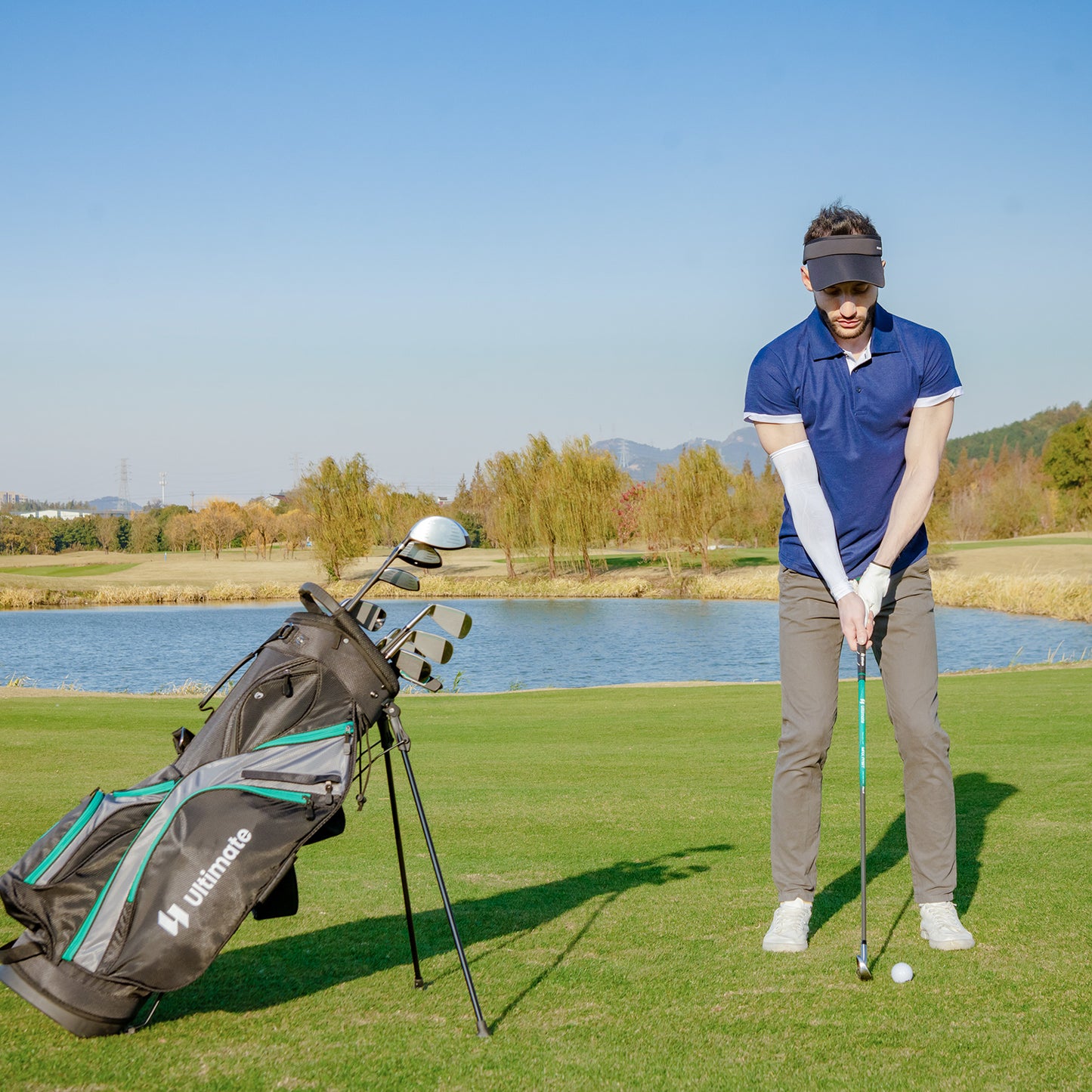 11 Pieces Complete Golf Club Package Set-Green Kids Crystal