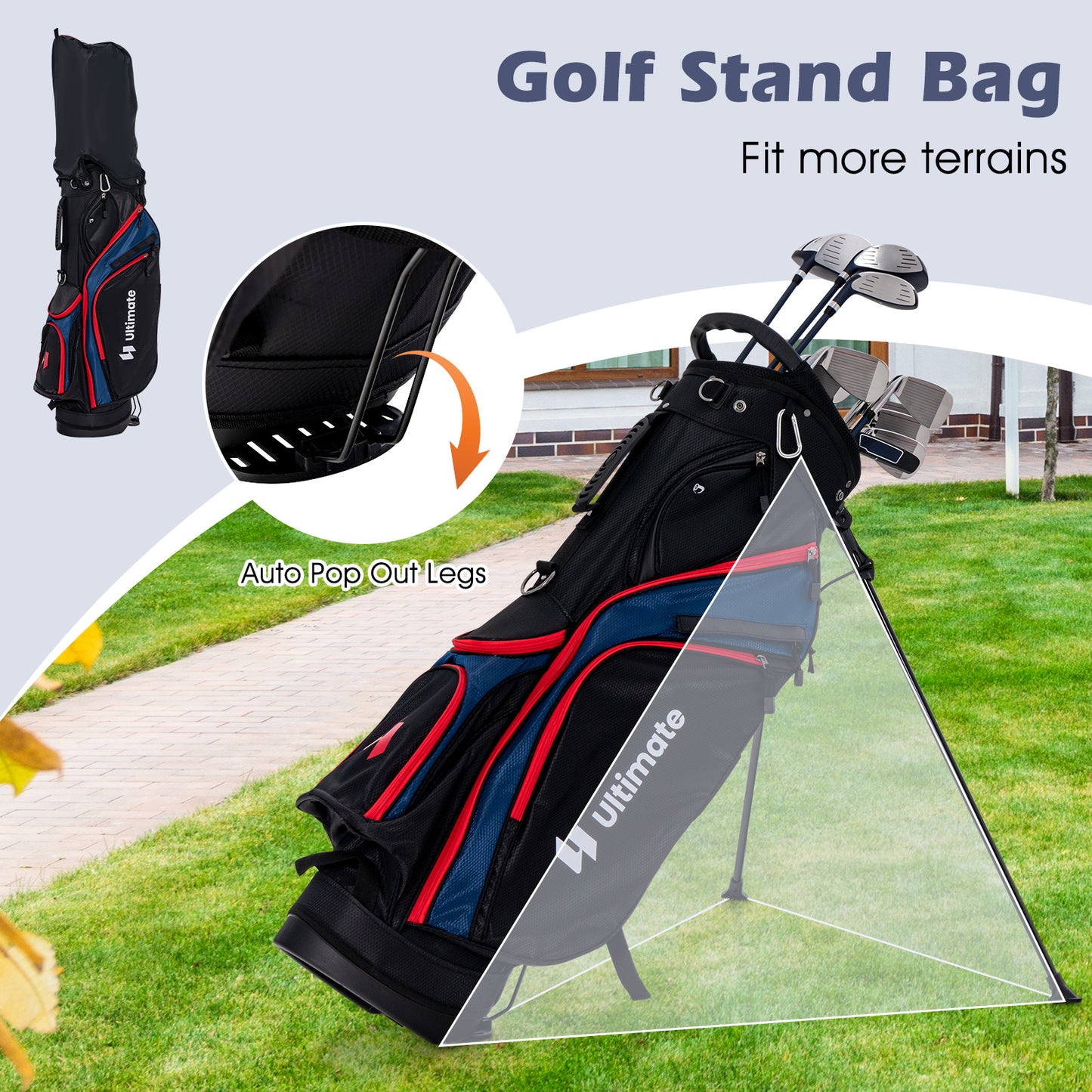 11 Pieces Complete Golf Club Package Set-Blue Kids Crystal