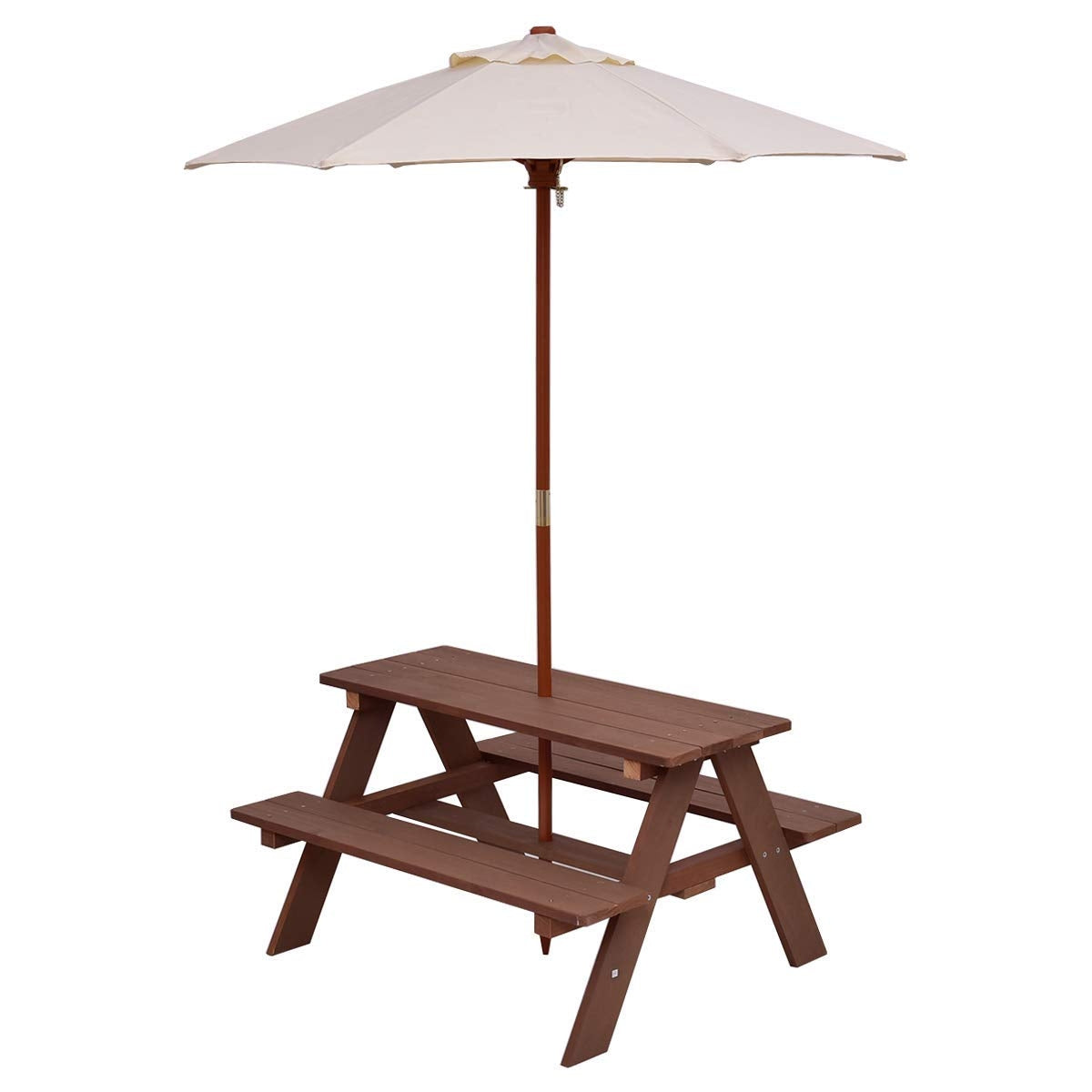 Outdoor 4-Seat Kid's Picnic Table Bench with Umbrella Kids Crystal