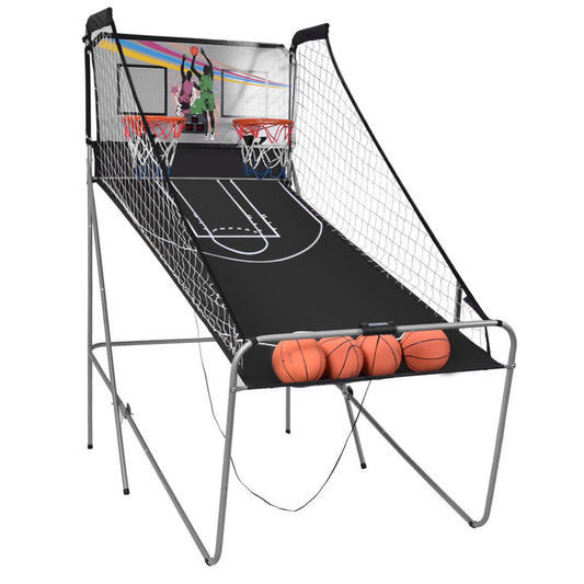 Foldable Double Electronic Basketball Game with 4 Balls Indoor Kids Crystal