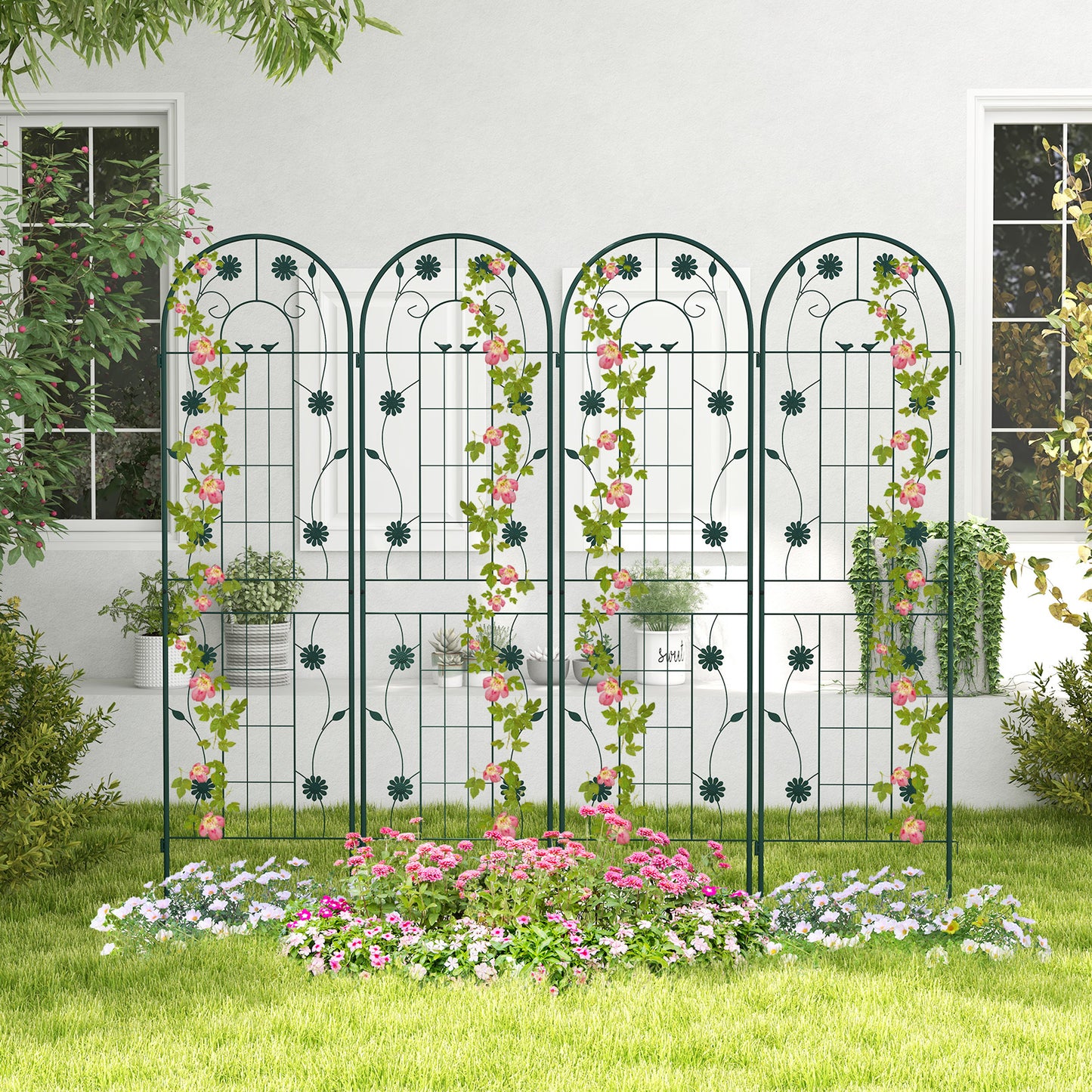 2 Pack 71 x 20 Inch Metal Garden Trellis Rustproof Plant Support for Climbing Plants-Green Kids Crystal