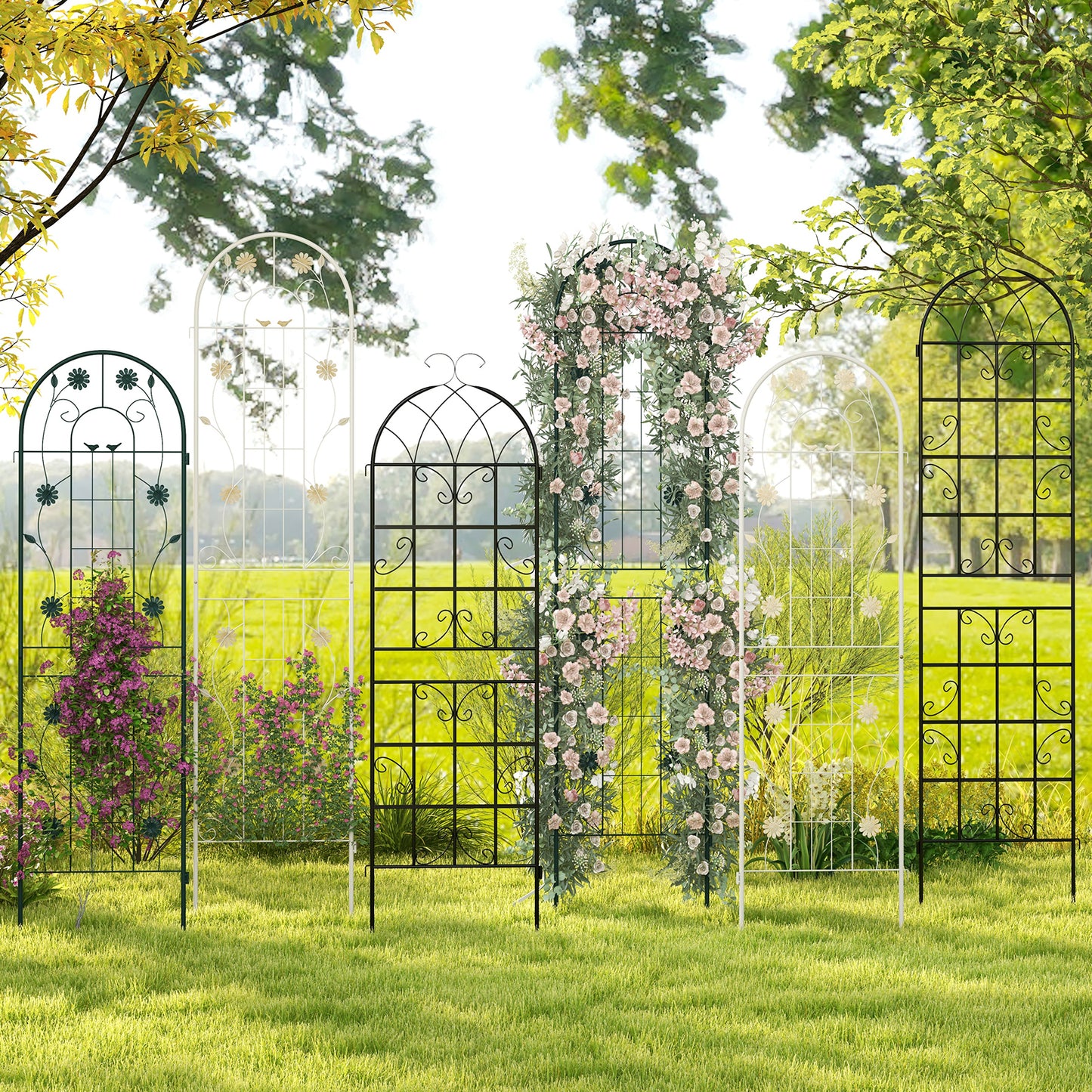 2 Pack 71 x 20 Inch Metal Garden Trellis Rustproof Plant Support for Climbing Plants-Green Kids Crystal