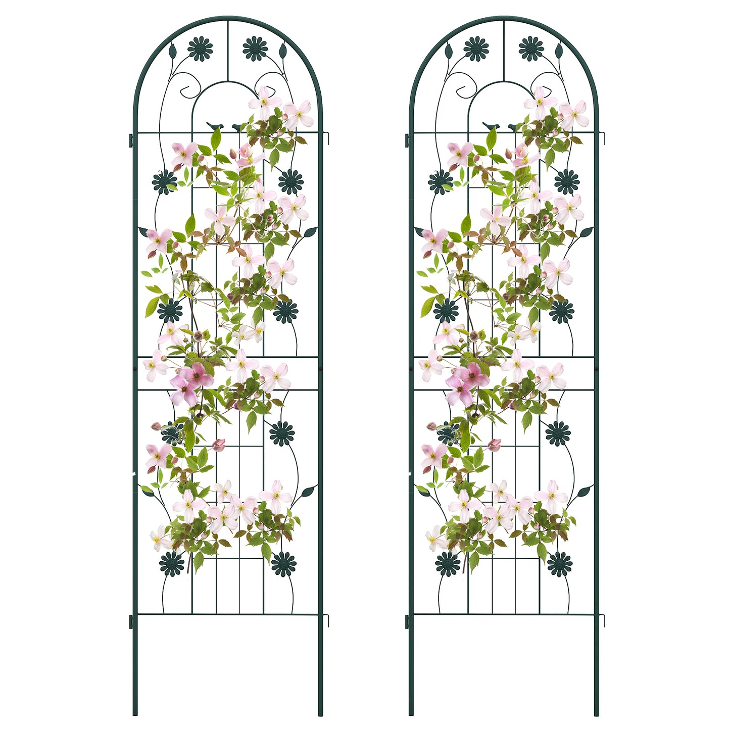 2 Pack 71 x 20 Inch Metal Garden Trellis Rustproof Plant Support for Climbing Plants-Green Kids Crystal