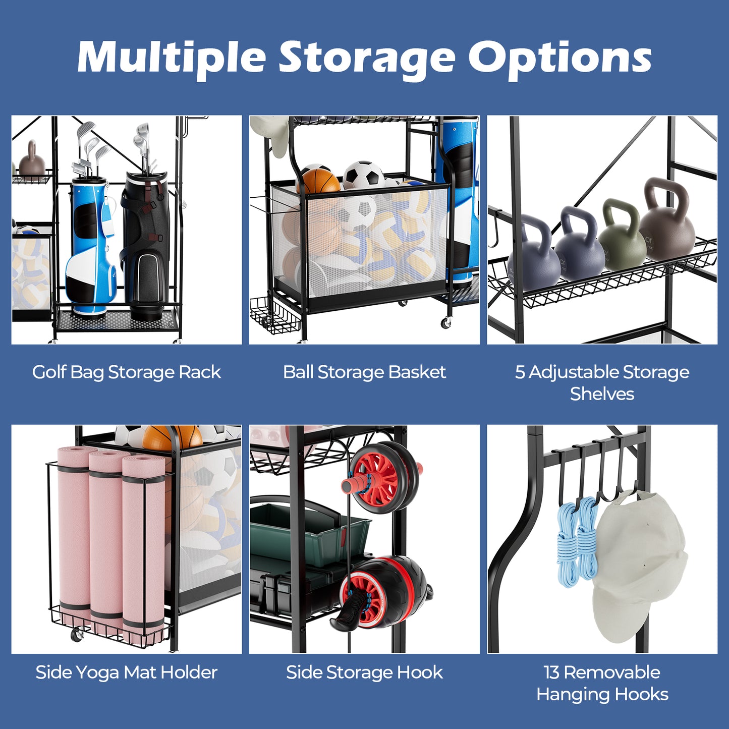 Sports Equipment Organizer for Garage Kids Crystal