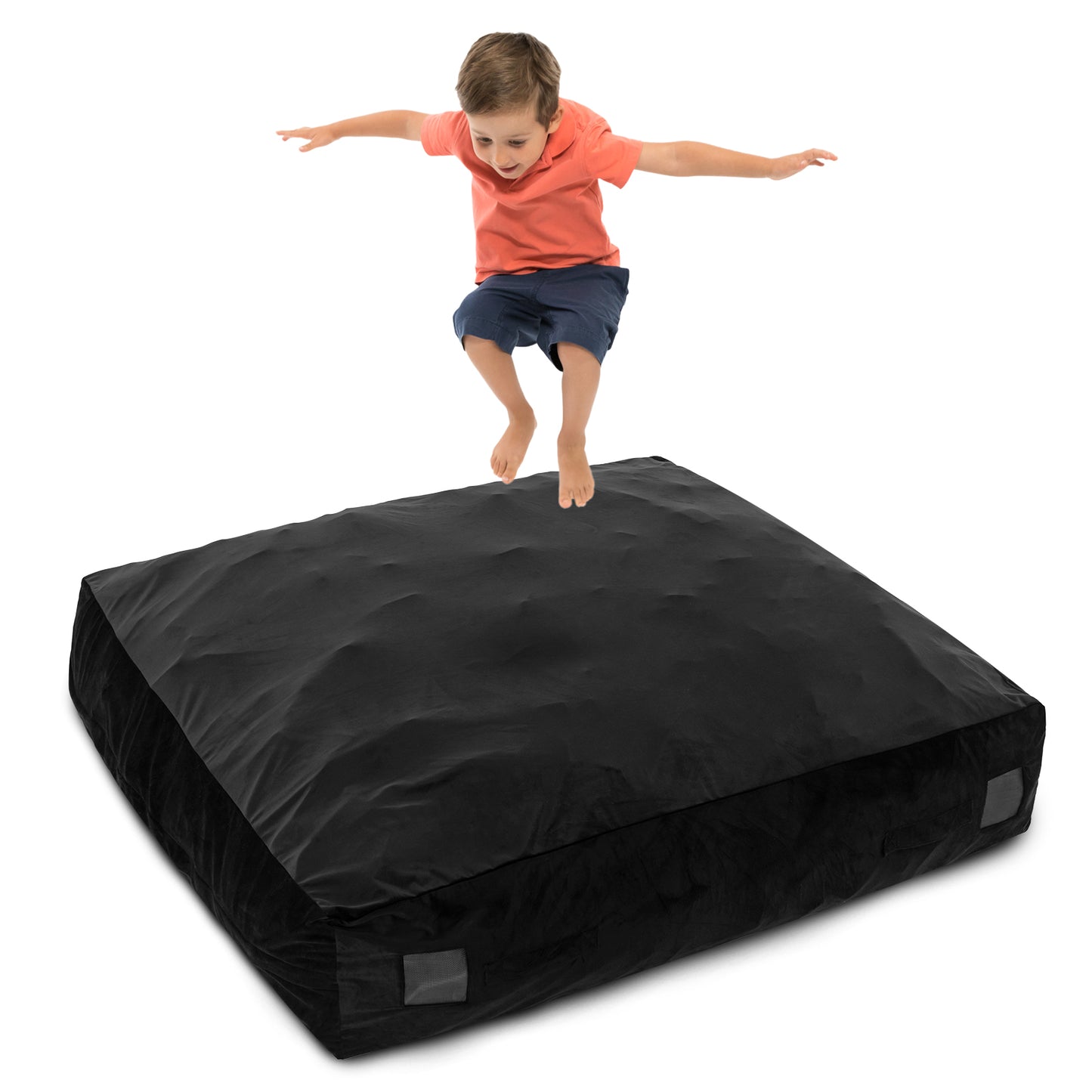 57 x 57 Inch Crash Pad Sensory Mat with Foam Blocks and Washable Velvet Cover-Black Kids Crystal