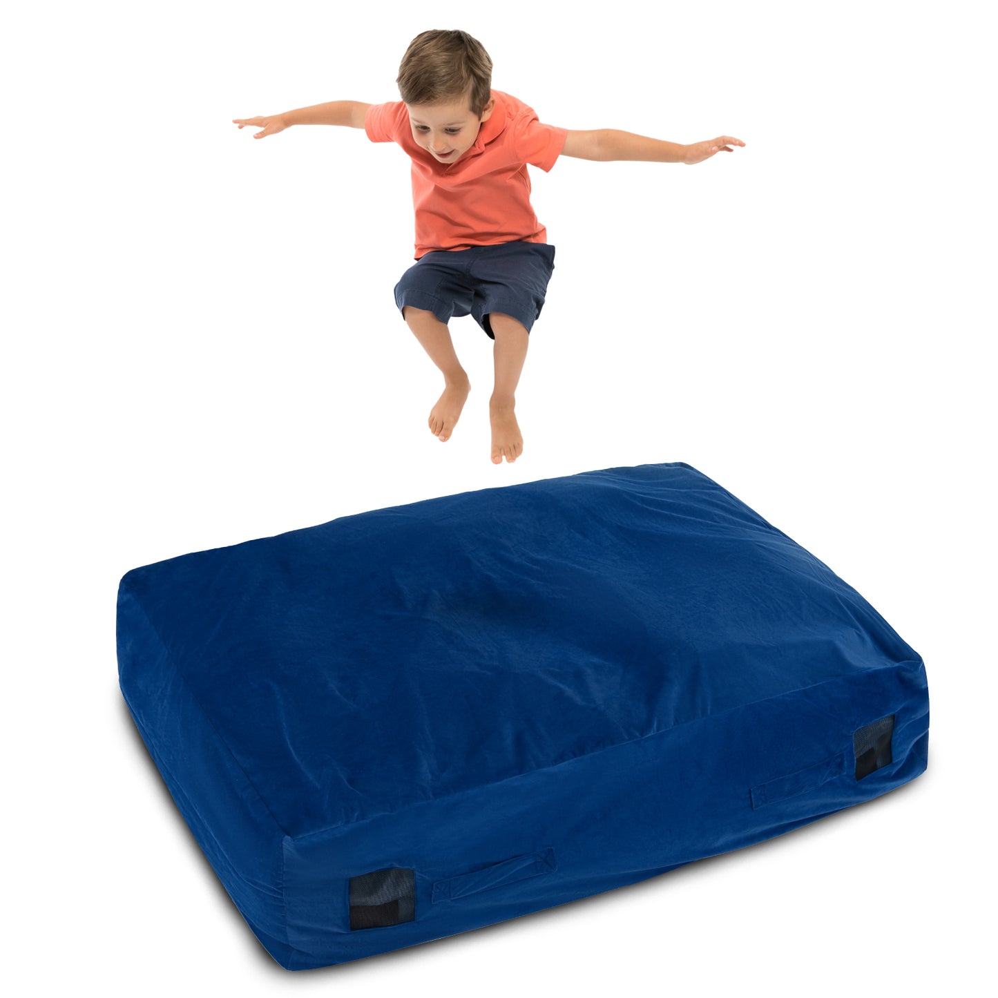 47 x 35.5 Inch Crash Pad Sensory Mat with Foam Blocks and Washable Cover-Blue Kids Crystal