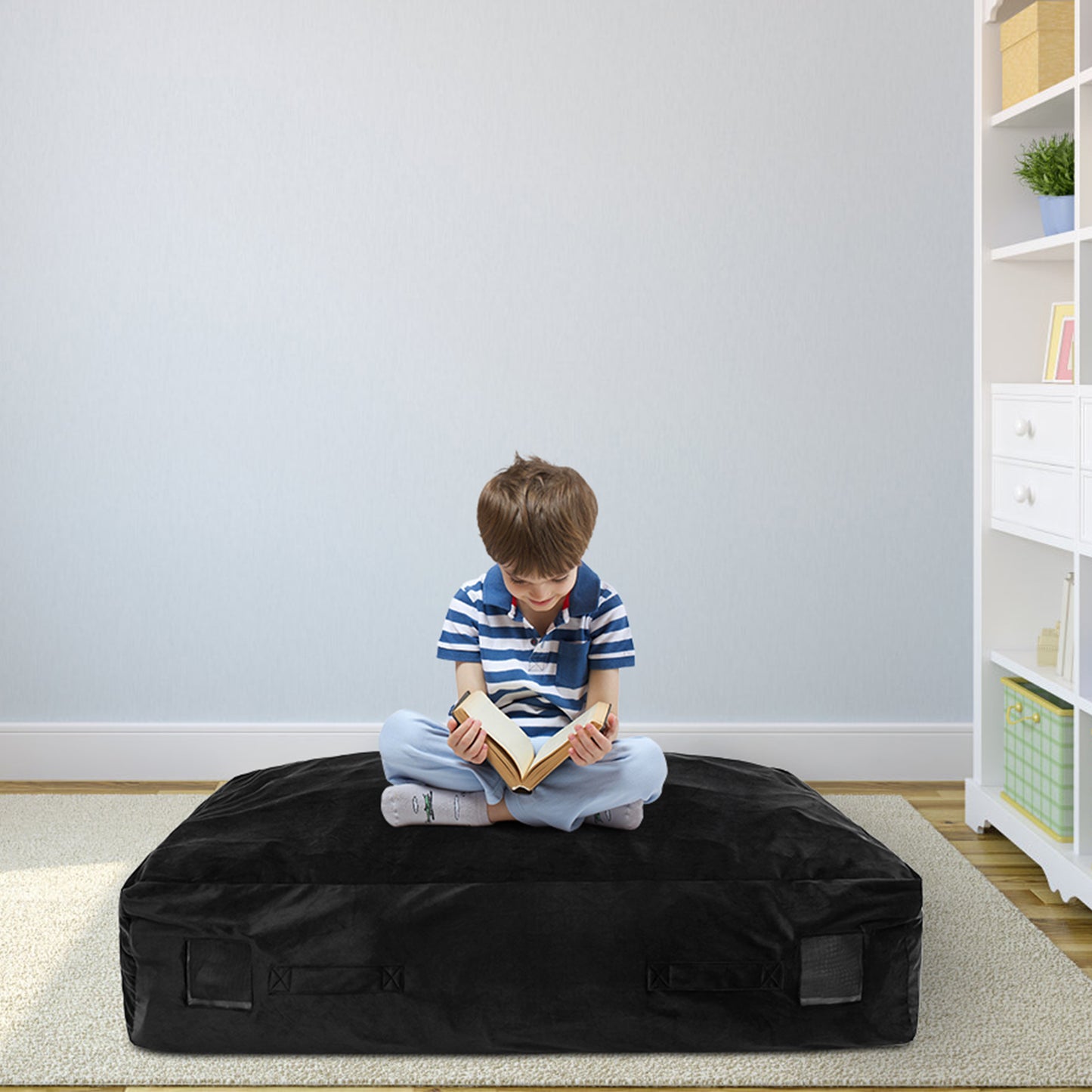 47 x 35.5 Inch Crash Pad Sensory Mat with Foam Blocks and Washable Cover-Black Kids Crystal
