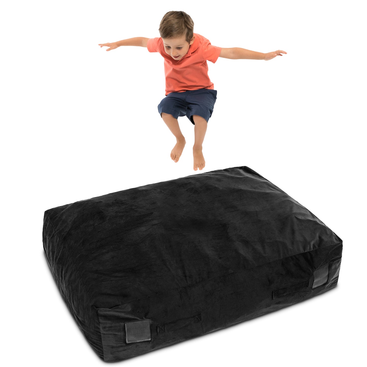 47 x 35.5 Inch Crash Pad Sensory Mat with Foam Blocks and Washable Cover-Black Kids Crystal
