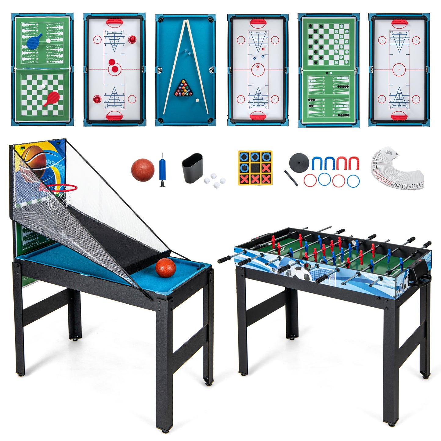 14-in-1 Combo Game Table Set Multi Game Table with Foosball Kids Crystal