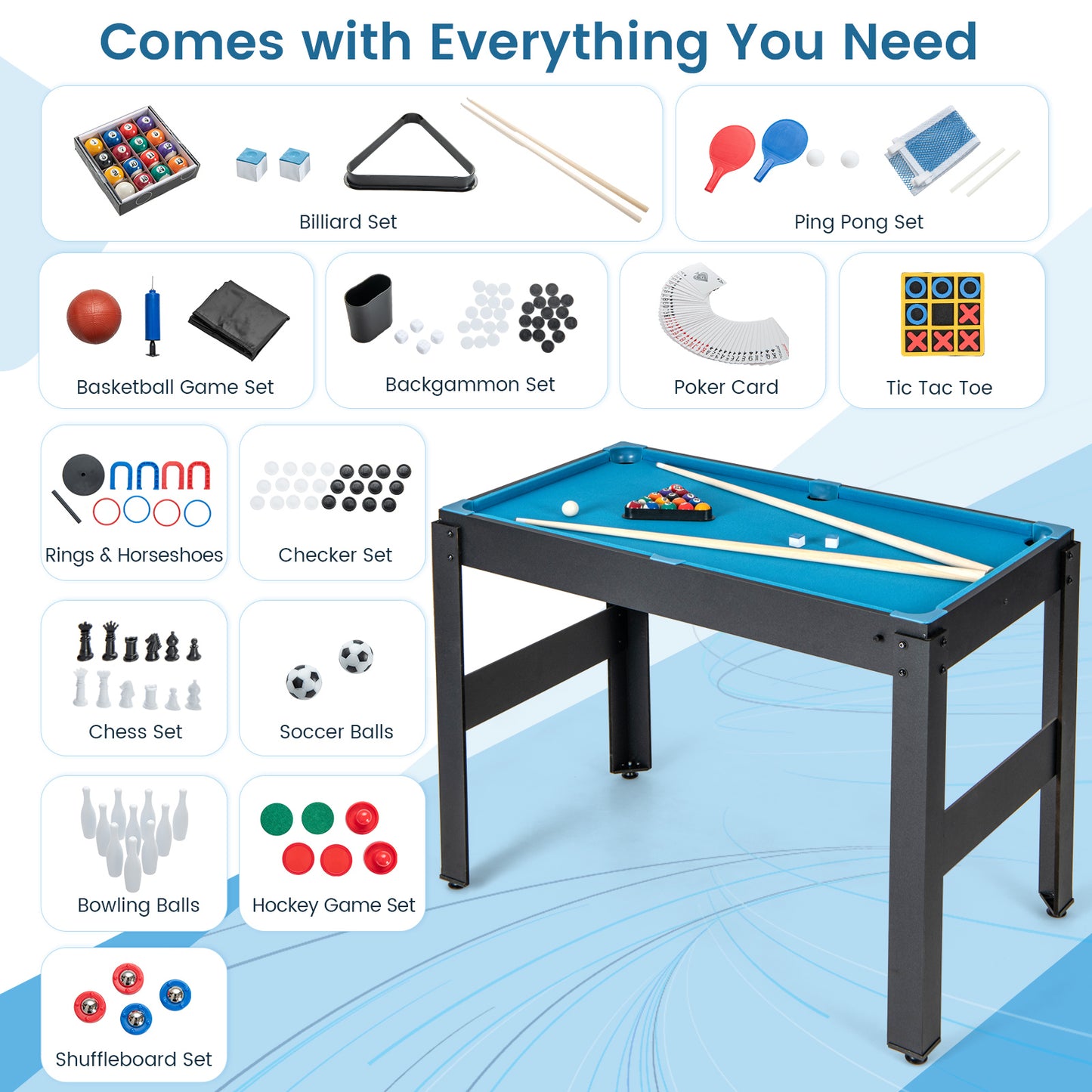 14-in-1 Combo Game Table Set Multi Game Table with Foosball Kids Crystal