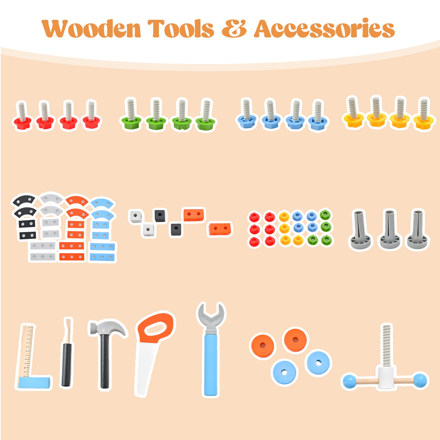 Pretend Play Workbench with Tools Set and Realistic Accessories Kids Crystal