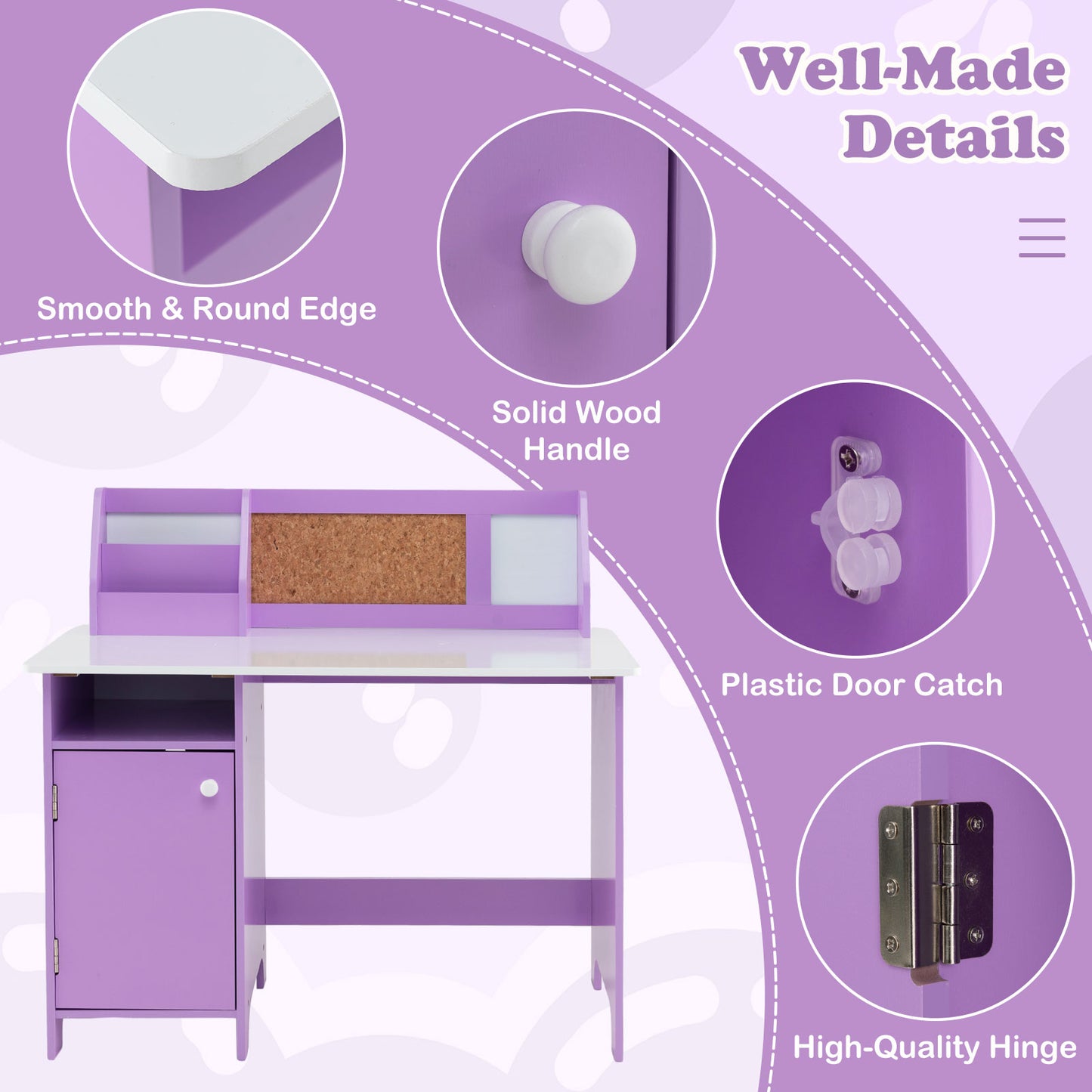 Kids Table and Chair Set for Arts Crafts Homework Home School-Purple Kids Crystal