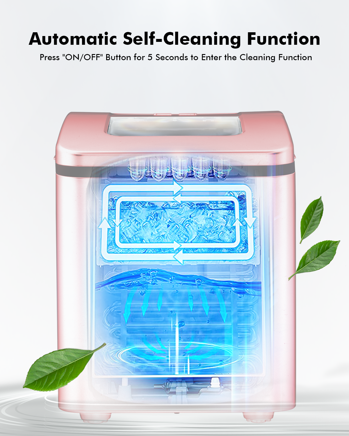 26lbs/24h Portable Countertop Ice Maker Machine with Scoop 9 Ice Cubes Ready in 8 minutes-Red Kids Crystal