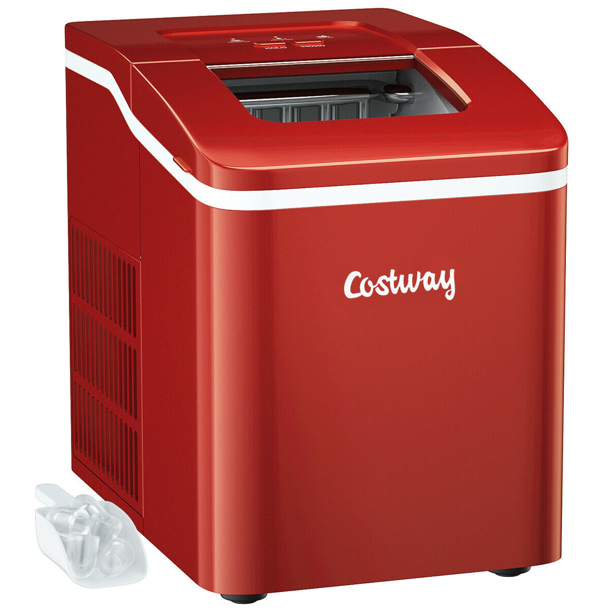 26lbs/24h Portable Countertop Ice Maker Machine with Scoop 9 Ice Cubes Ready in 8 minutes-Red Kids Crystal