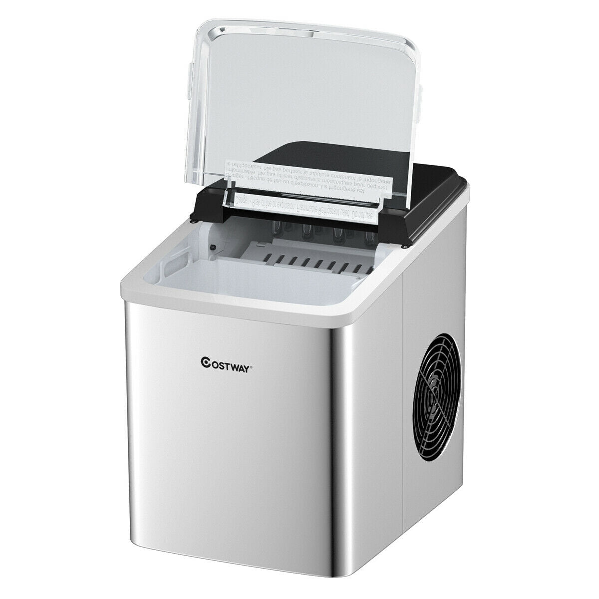 Stainless Steel 26 lbs/24 H Self-Clean Countertop Ice Maker Machine Kids Crystal