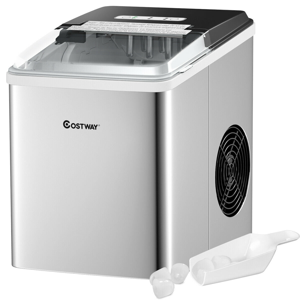 Stainless Steel 26 lbs/24 H Self-Clean Countertop Ice Maker Machine Kids Crystal