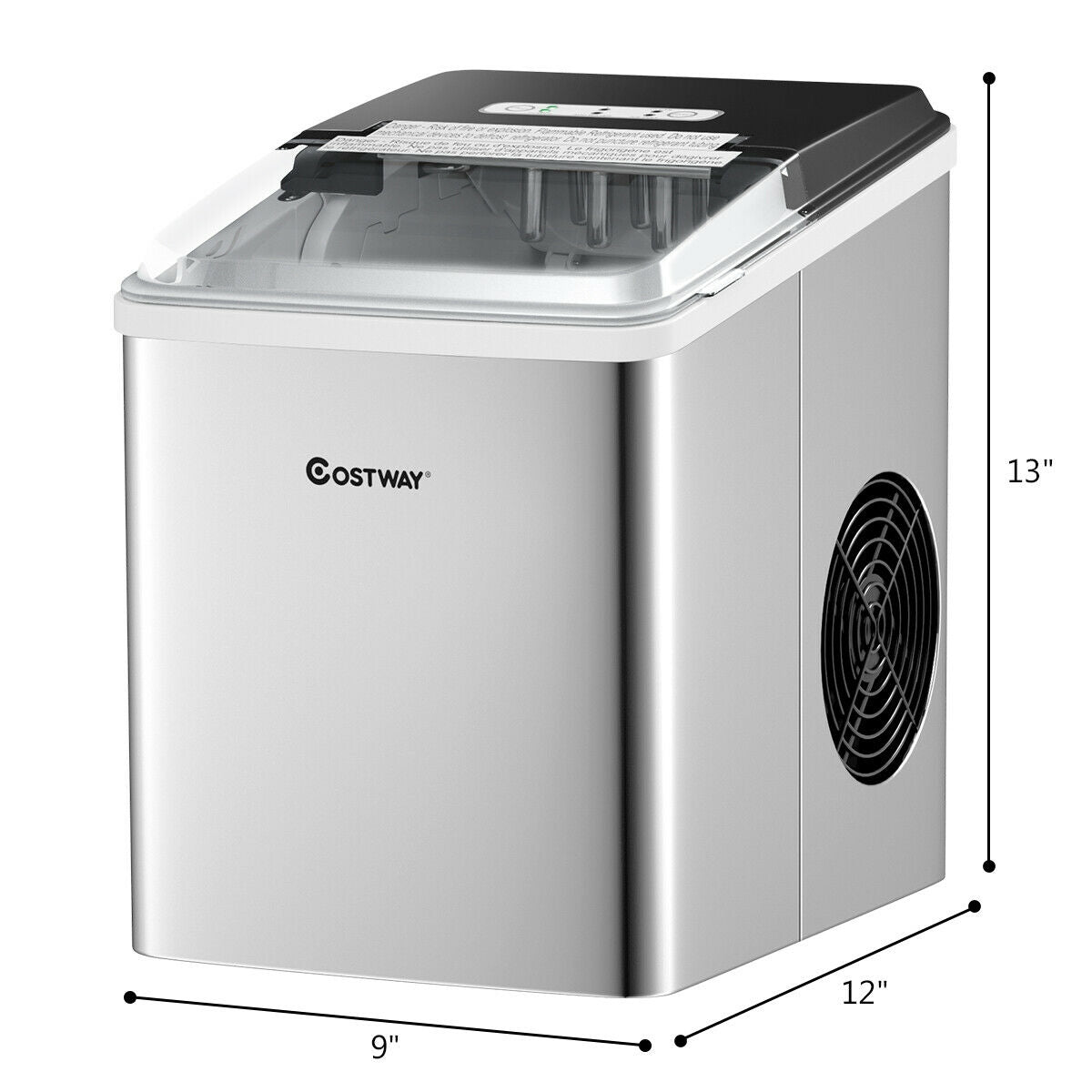 Stainless Steel 26 lbs/24 H Self-Clean Countertop Ice Maker Machine Kids Crystal