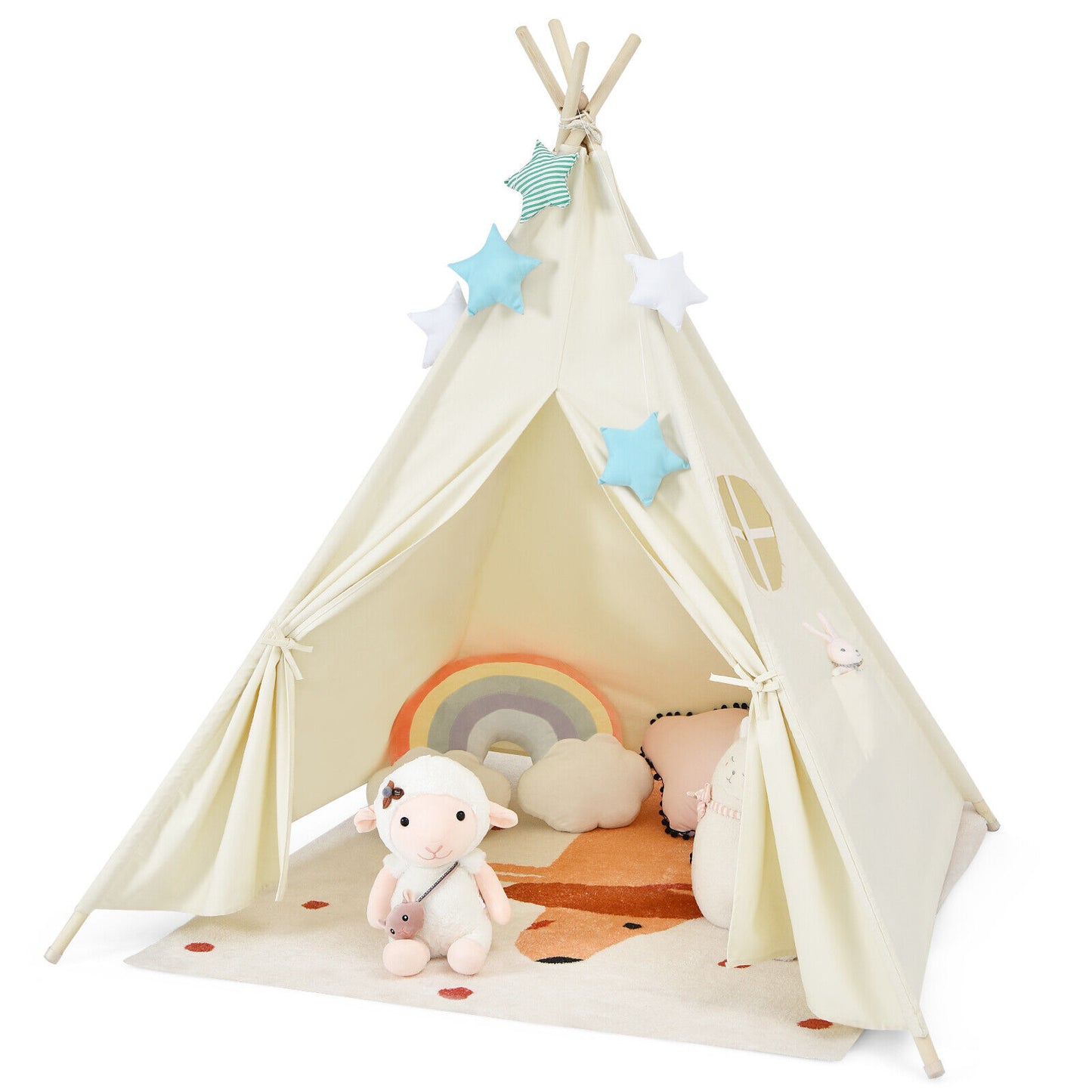 Foldable Kids Canvas Teepee Play Tent Kids Crystal