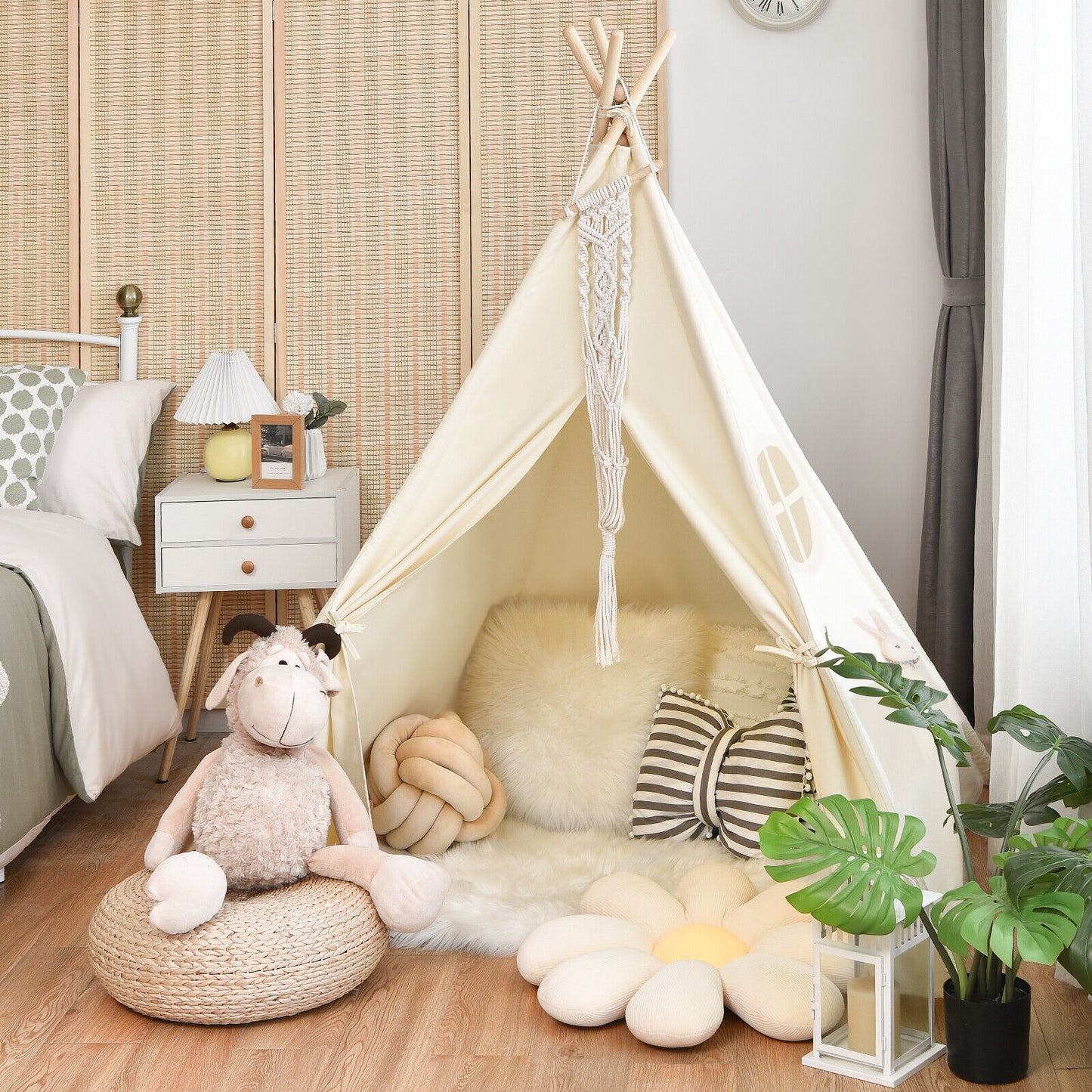 Foldable Kids Canvas Teepee Play Tent Kids Crystal