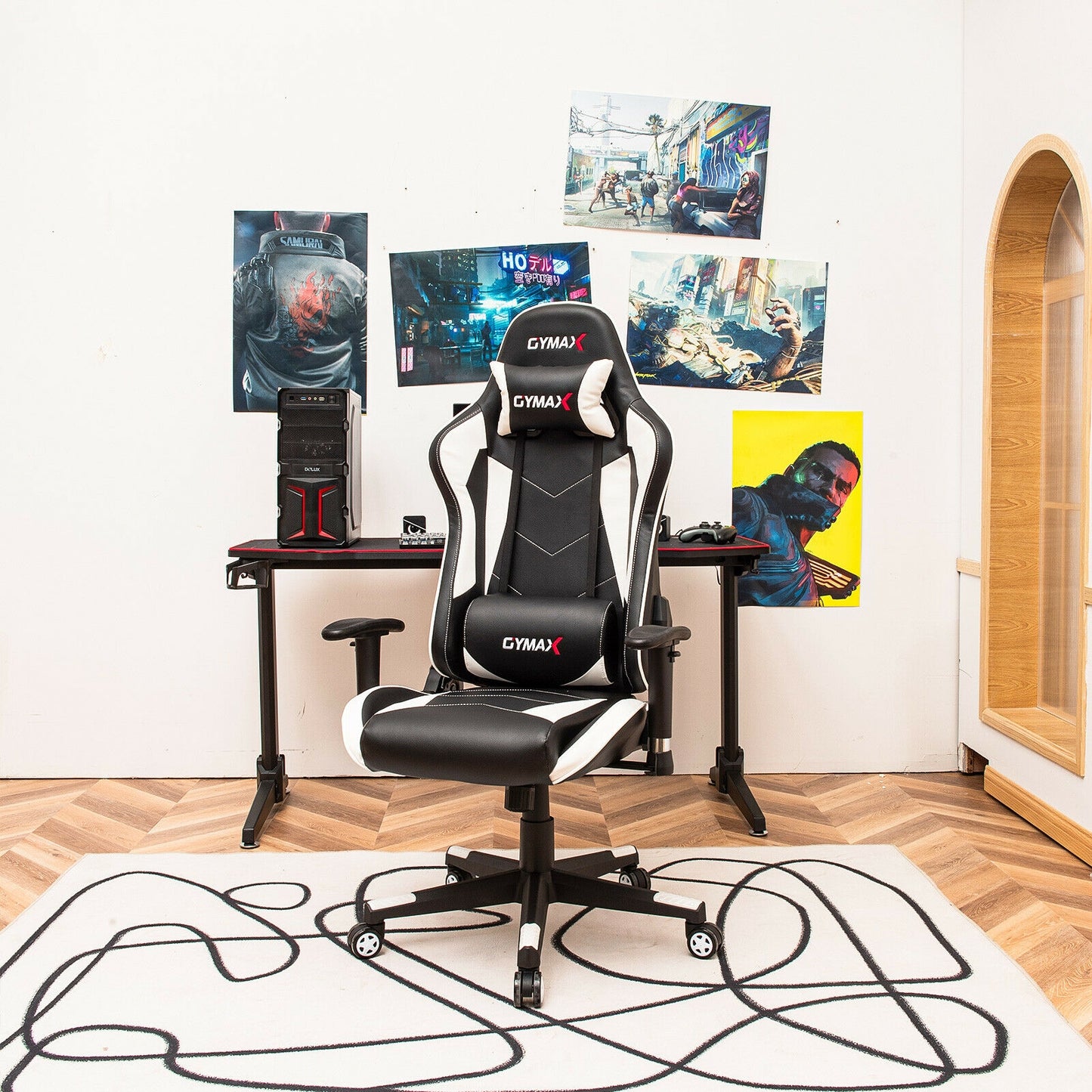 Gaming Chair Adjustable Swivel Racing Style Computer Office Chair-White Kids Crystal