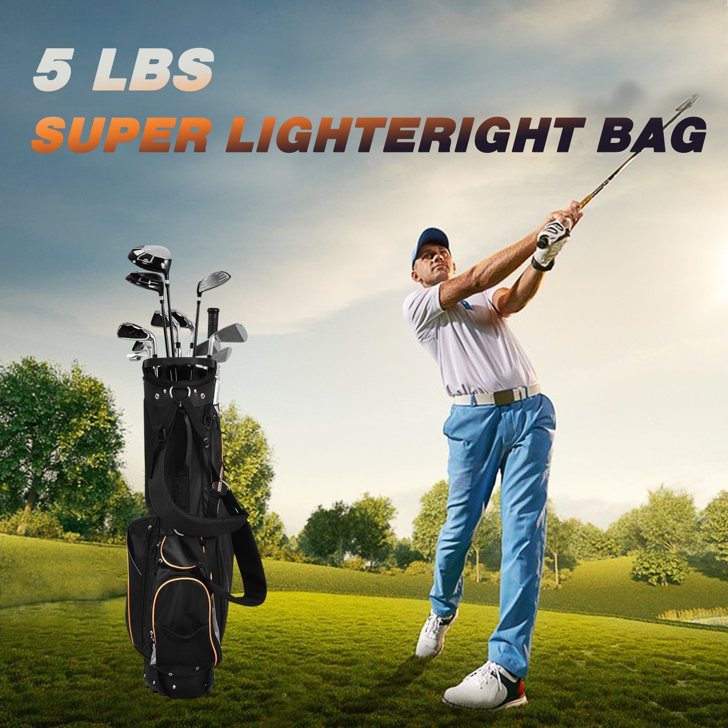 9 Inch Golf Stand Bag Divider Carry Pockets Storage Kids Crystal