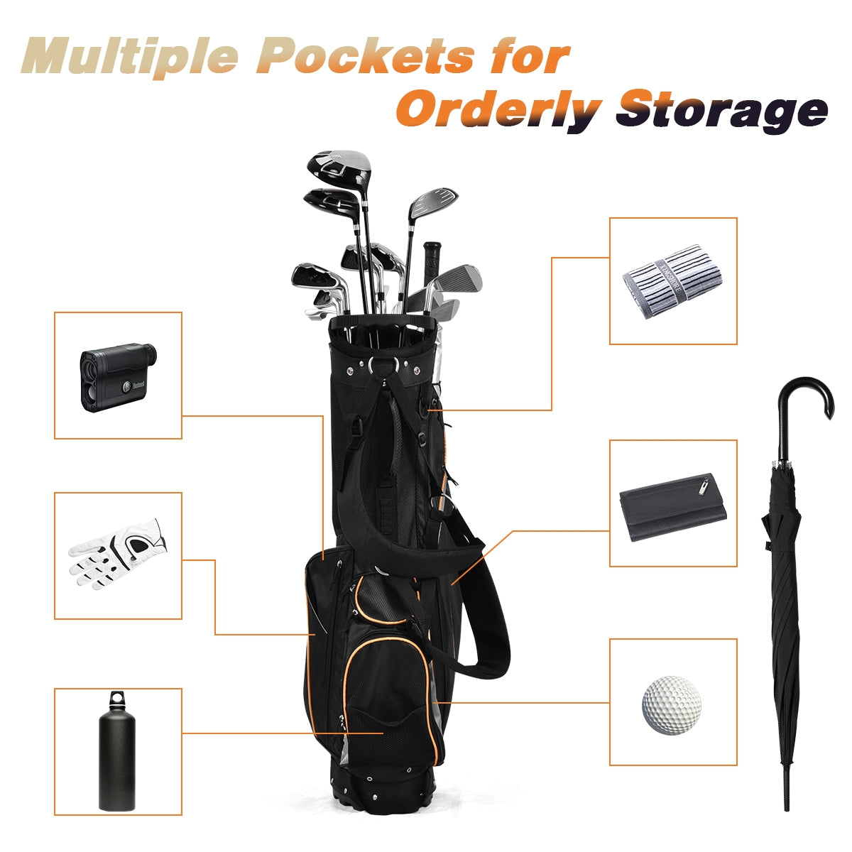9 Inch Golf Stand Bag Divider Carry Pockets Storage Kids Crystal