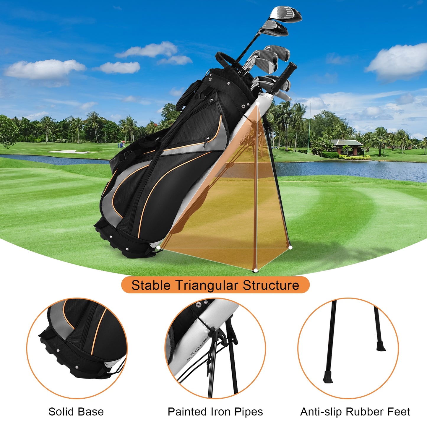 9 Inch Golf Stand Bag Divider Carry Pockets Storage Kids Crystal