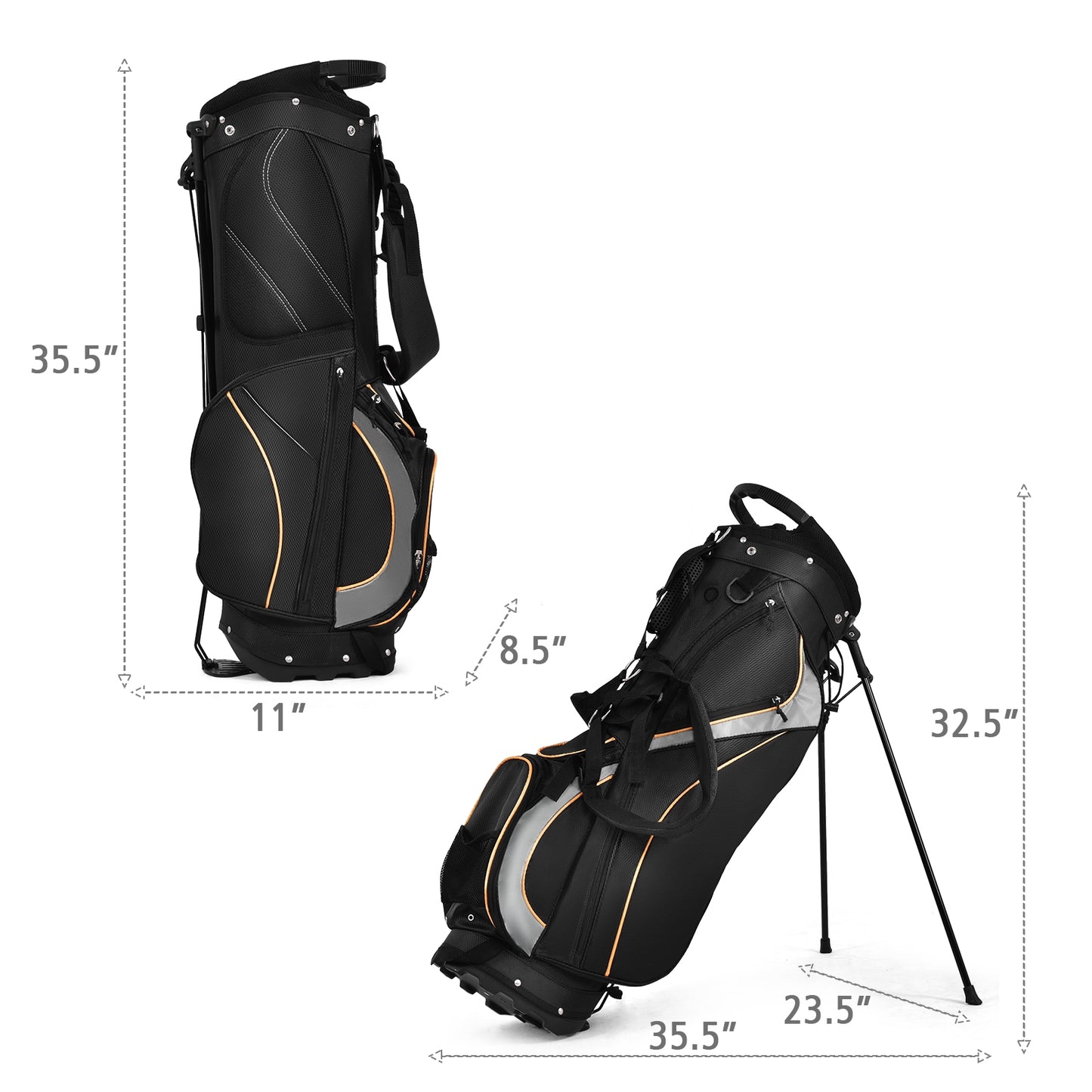 9 Inch Golf Stand Bag Divider Carry Pockets Storage Kids Crystal