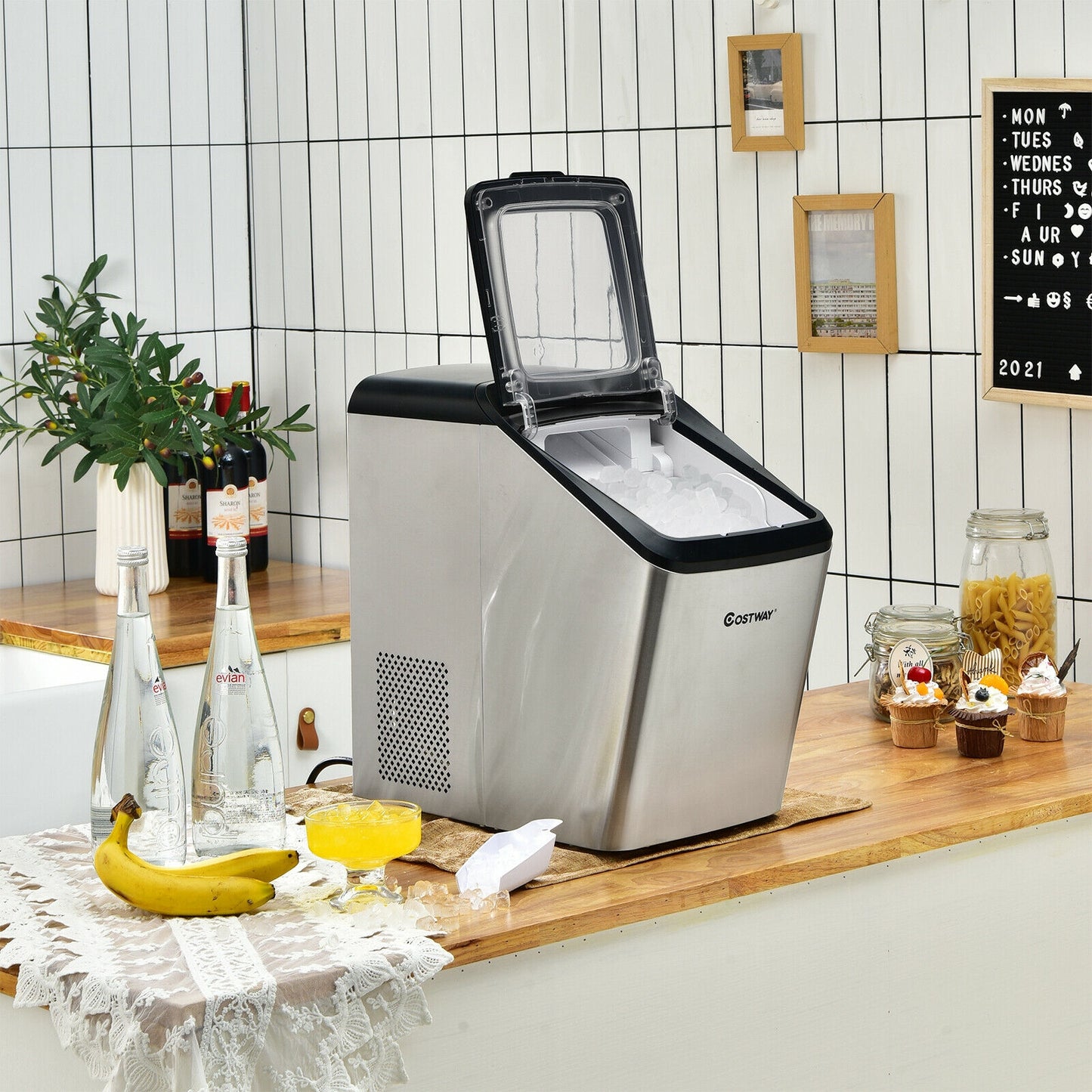 Ice Making Machine with 29 Pounds Pebble Ice per Day-Silver Kids Crystal
